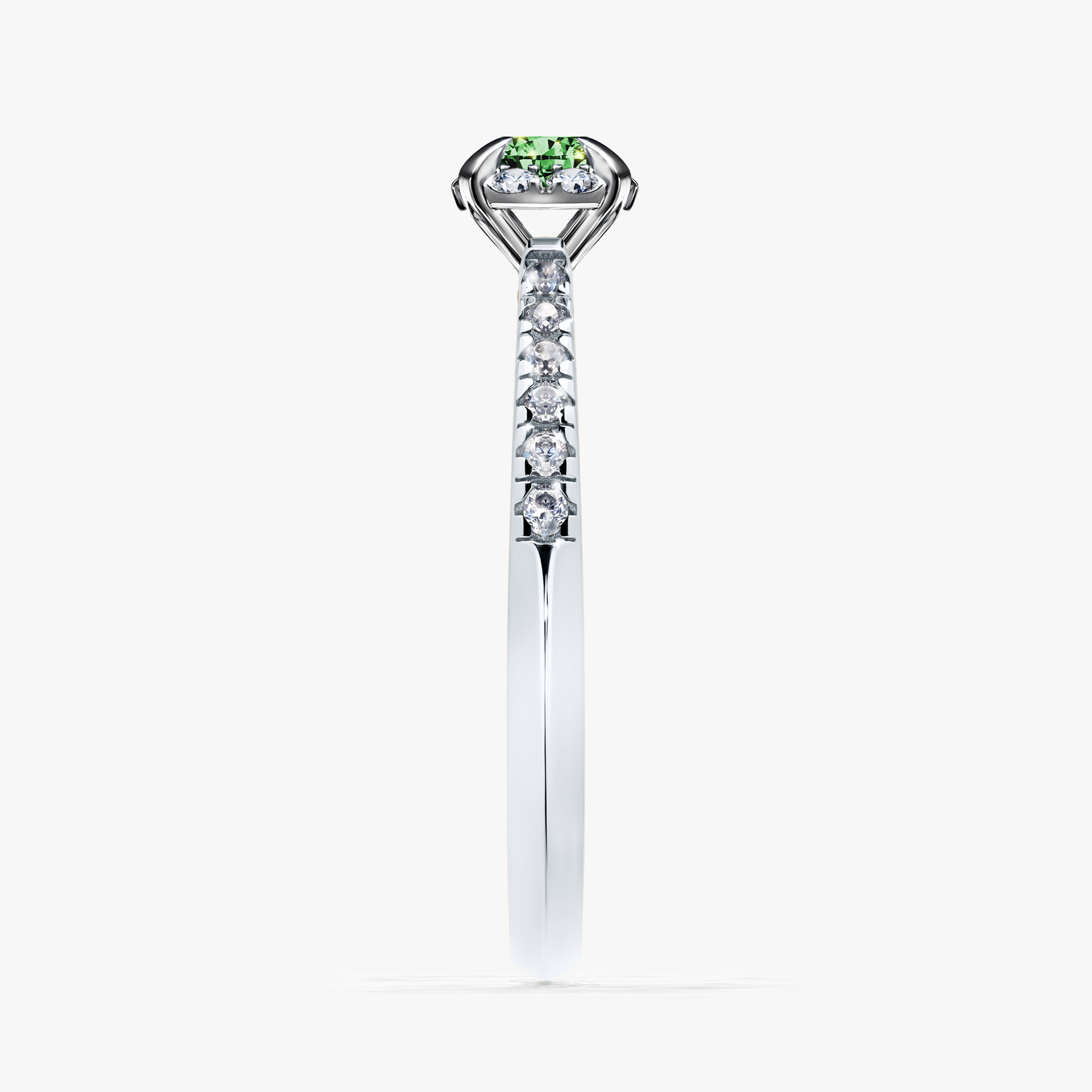 Pierścionek zaręczynowy My Princess z białego złota z ciemnym zielonym diamentem 0,28ct