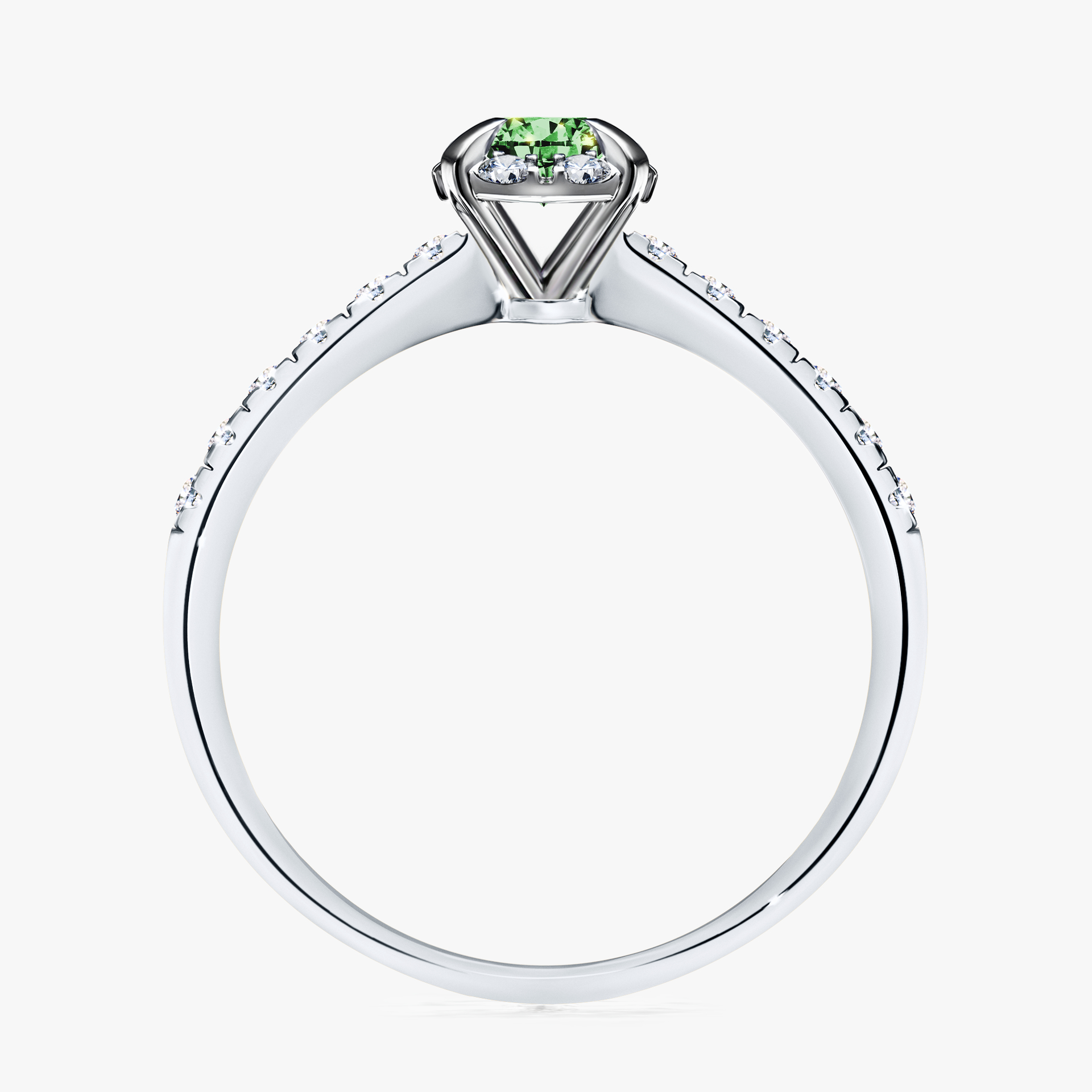 Pierścionek zaręczynowy My Princess z białego złota z ciemnym zielonym diamentem 0,47ct