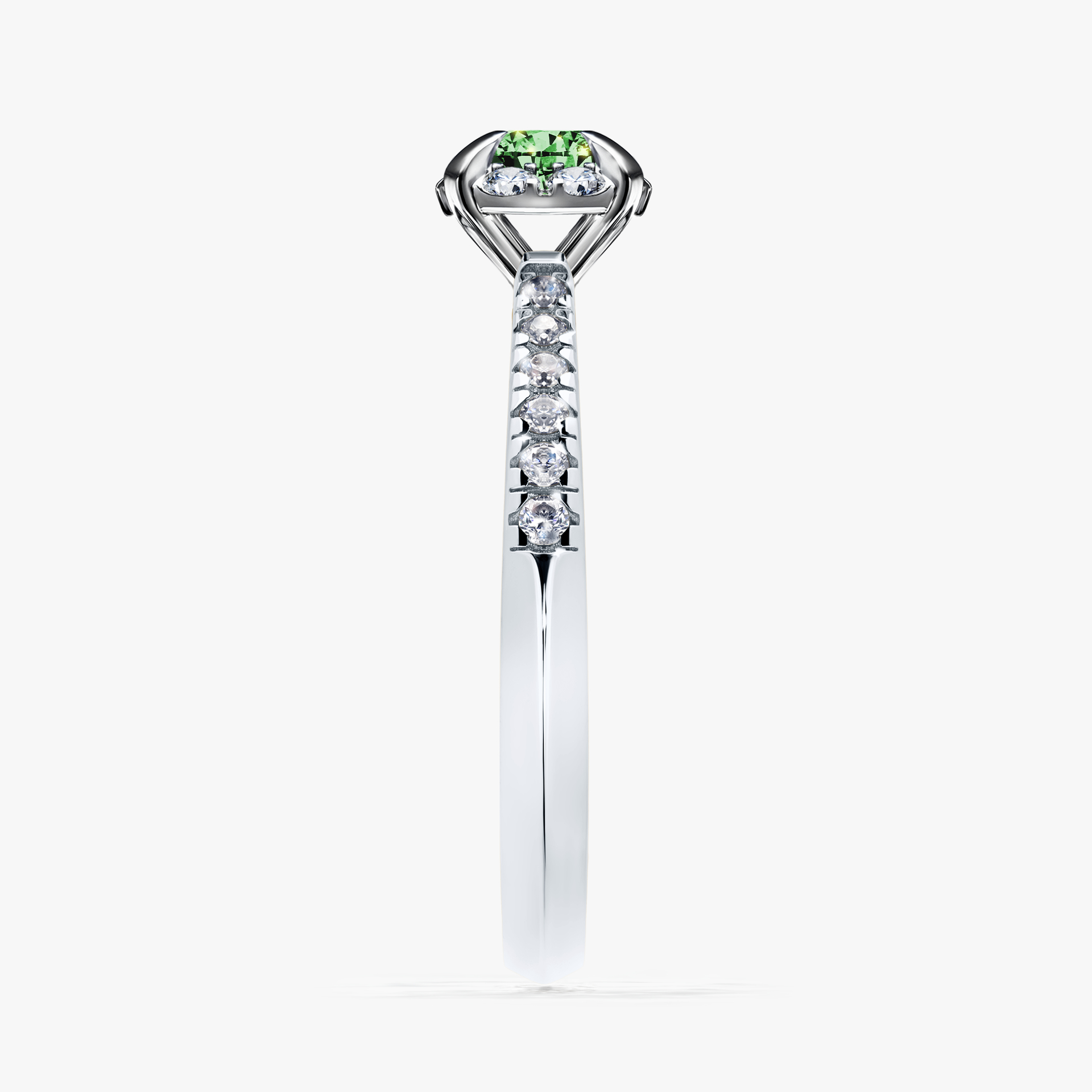 Pierścionek zaręczynowy My Princess z białego złota z ciemnym zielonym diamentem 0,47ct