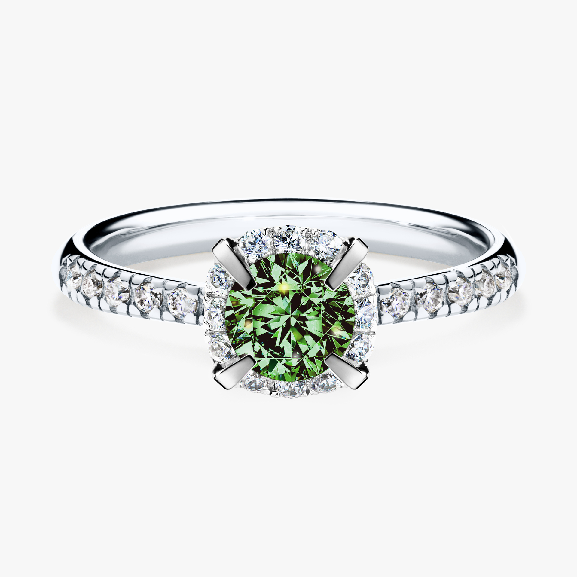 Pierścionek zaręczynowy My Princess z białego złota z ciemnym zielonym diamentem 0,76ct
