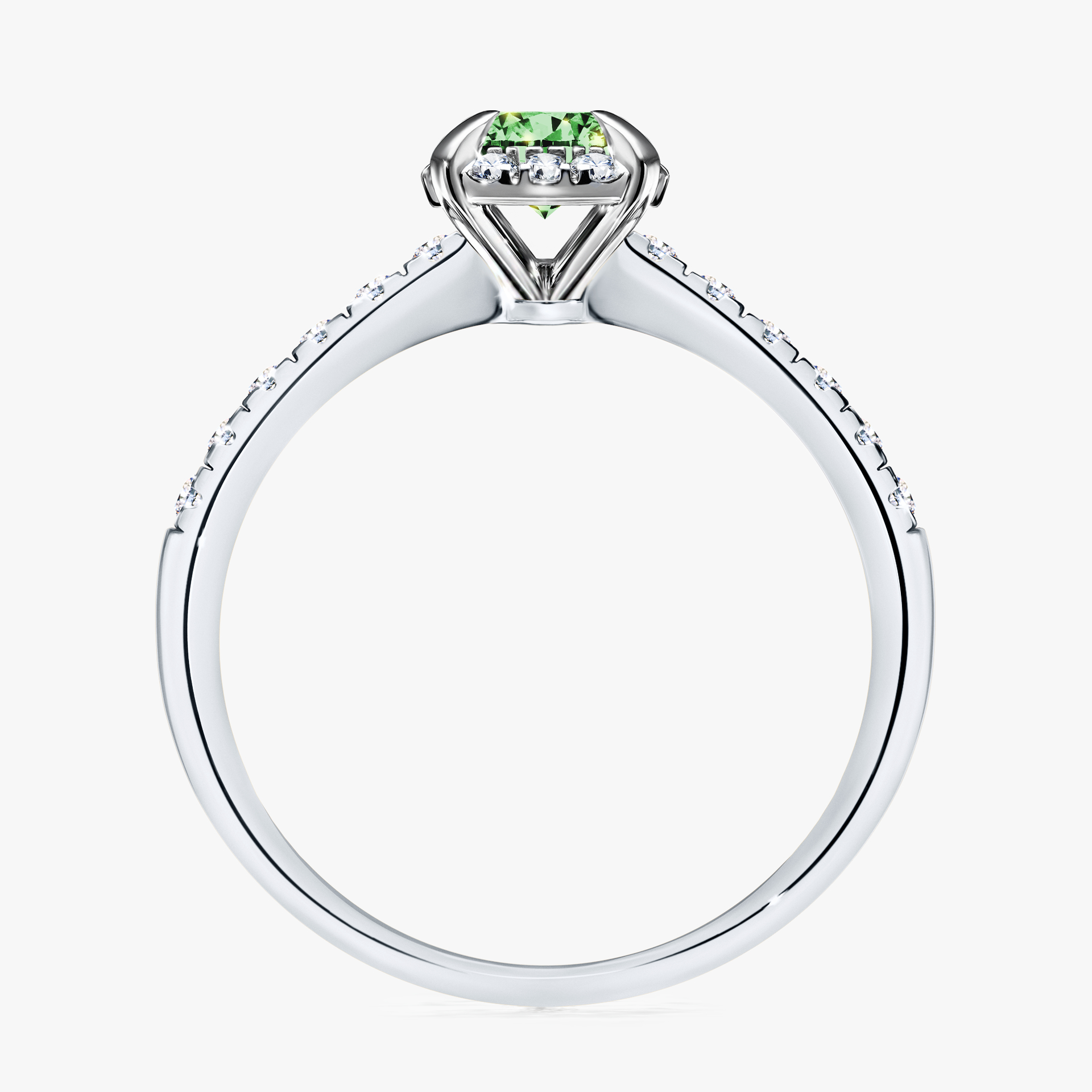 Pierścionek zaręczynowy My Princess z białego złota z ciemnym zielonym diamentem 0,76ct