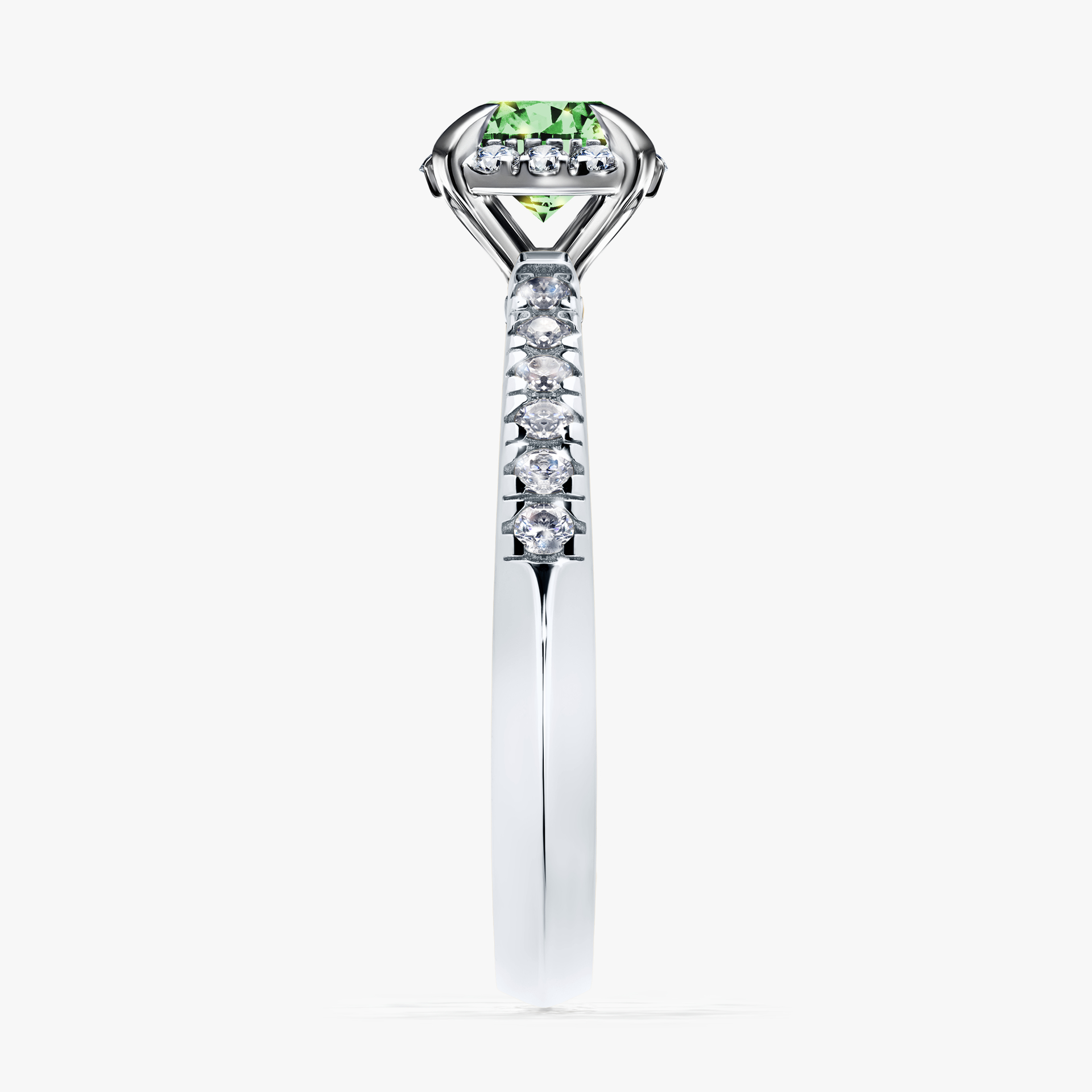 Pierścionek zaręczynowy My Princess z białego złota z ciemnym zielonym diamentem 0,76ct