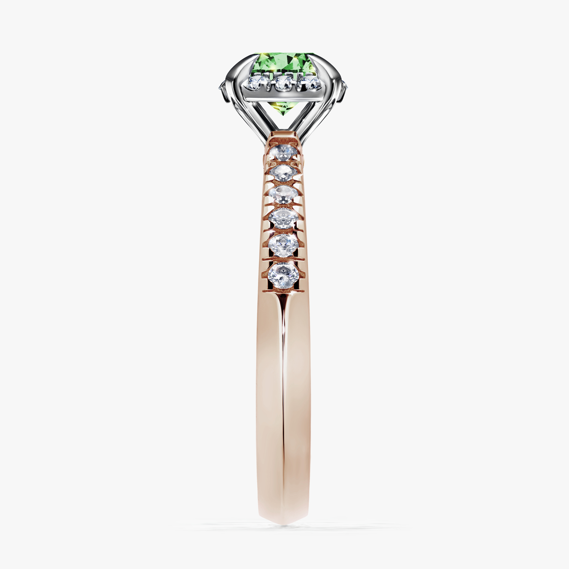 Pierścionek zaręczynowy My Princess z różowego złota z ciemnym zielonym diamentem 0,76ct