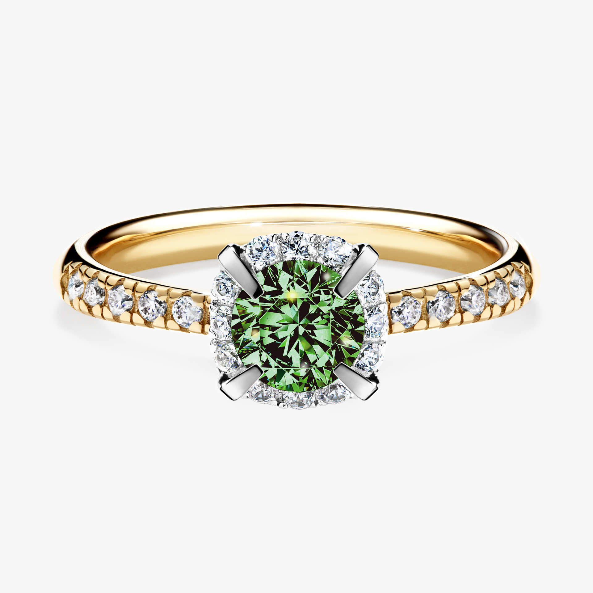 Pierścionek zaręczynowy My Princess z żółtego złota z ciemnym zielonym diamentem 0,76ct