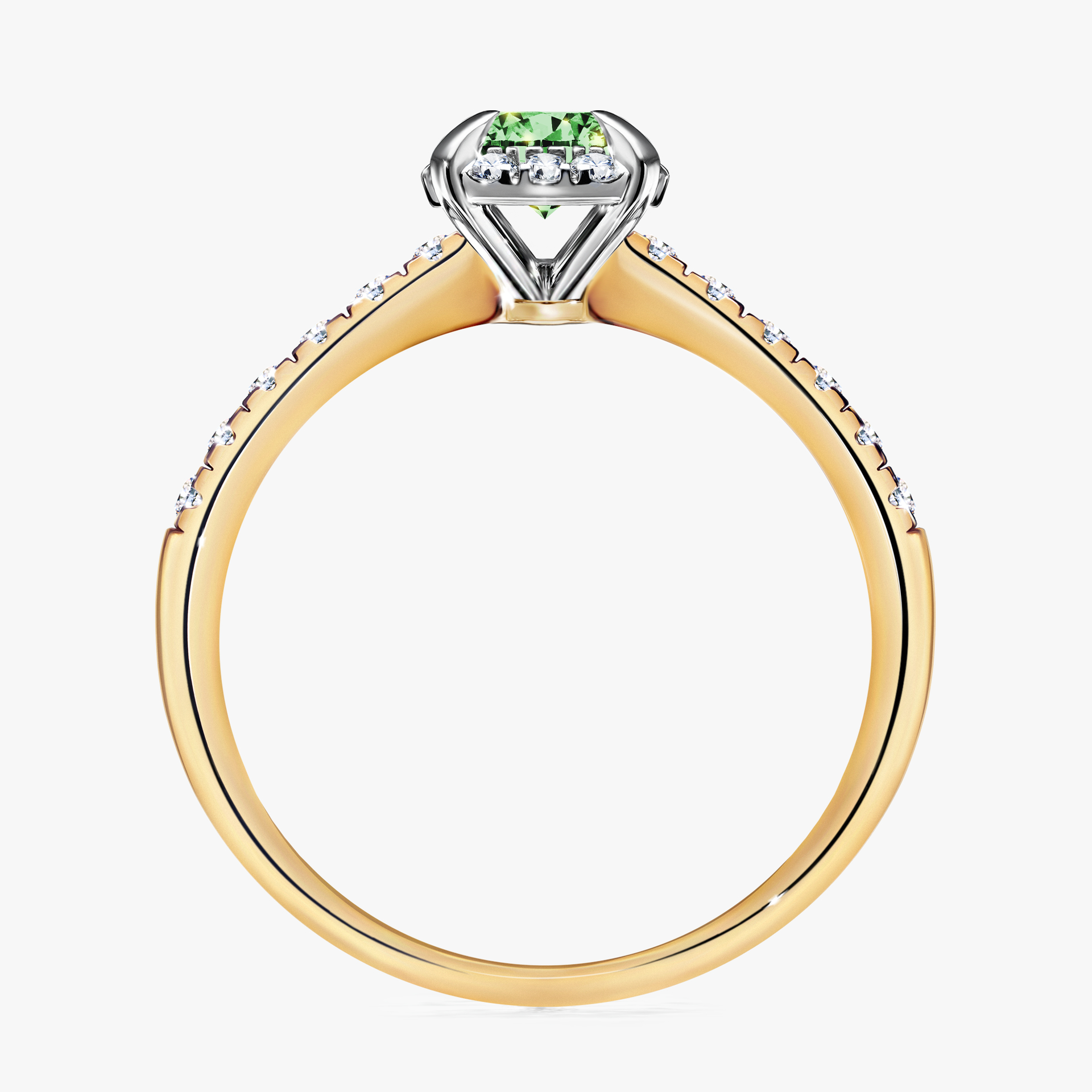 Pierścionek zaręczynowy My Princess z żółtego złota z ciemnym zielonym diamentem 0,76ct