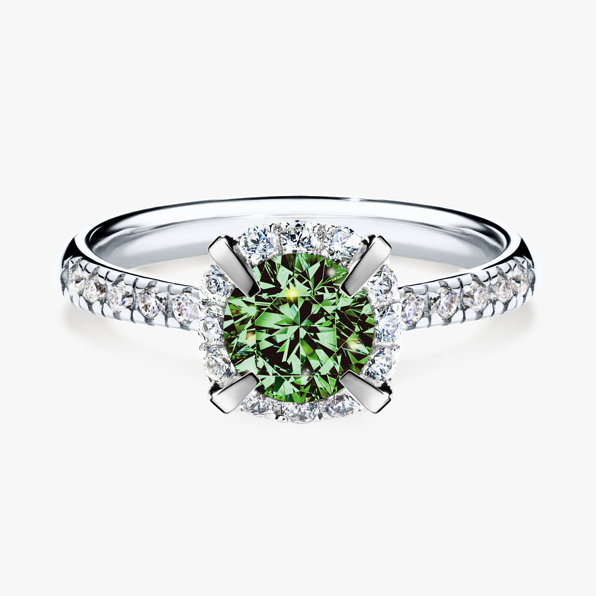 Pierścionek zaręczynowy My Princess z białego złota z ciemnym zielonym diamentem 1,18ct