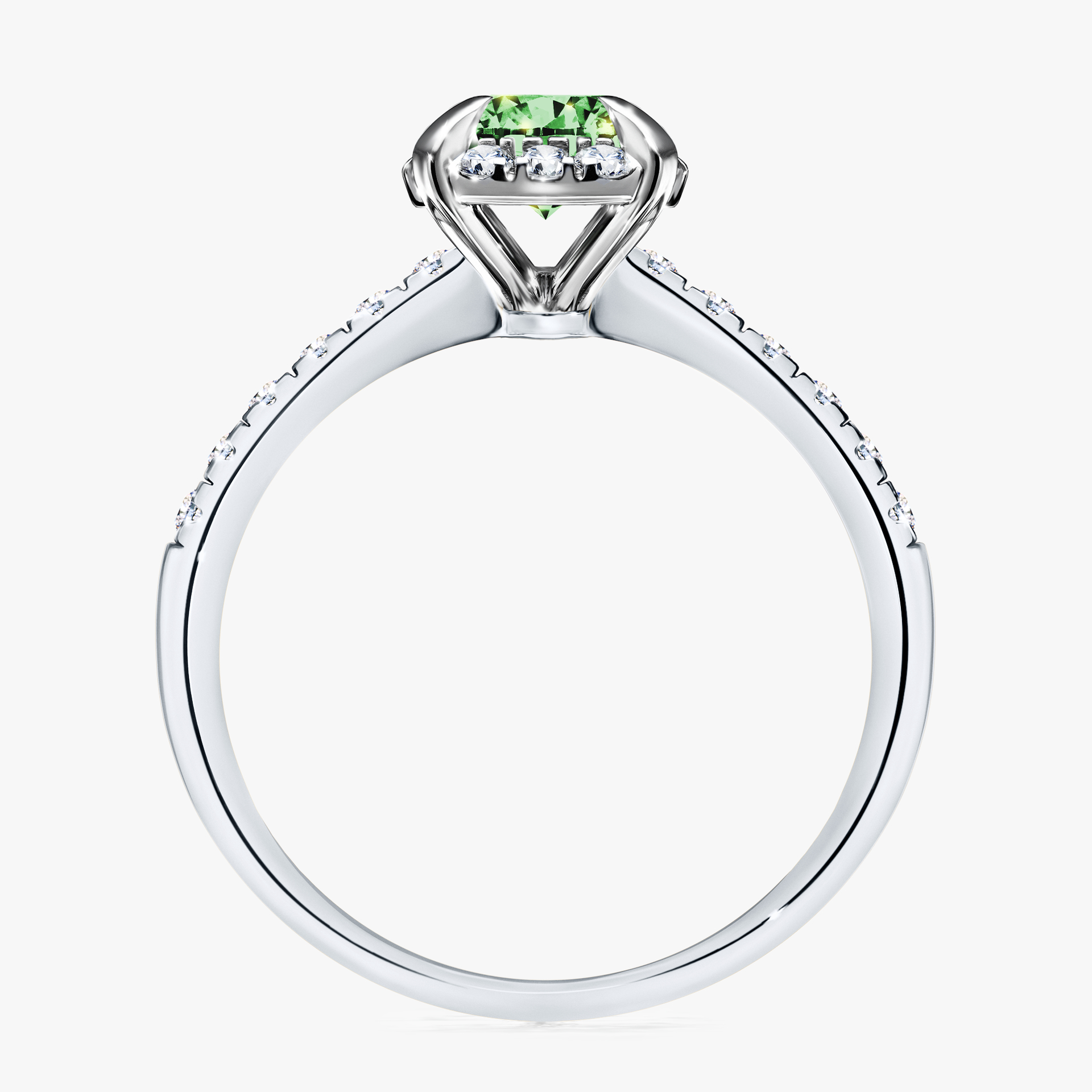 Pierścionek zaręczynowy My Princess z białego złota z ciemnym zielonym diamentem 1,18ct