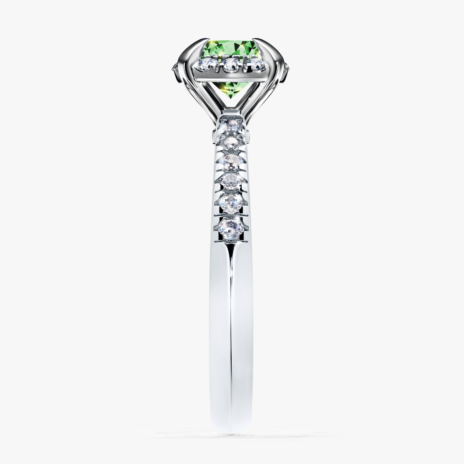 Pierścionek zaręczynowy My Princess z białego złota z ciemnym zielonym diamentem 1,18ct