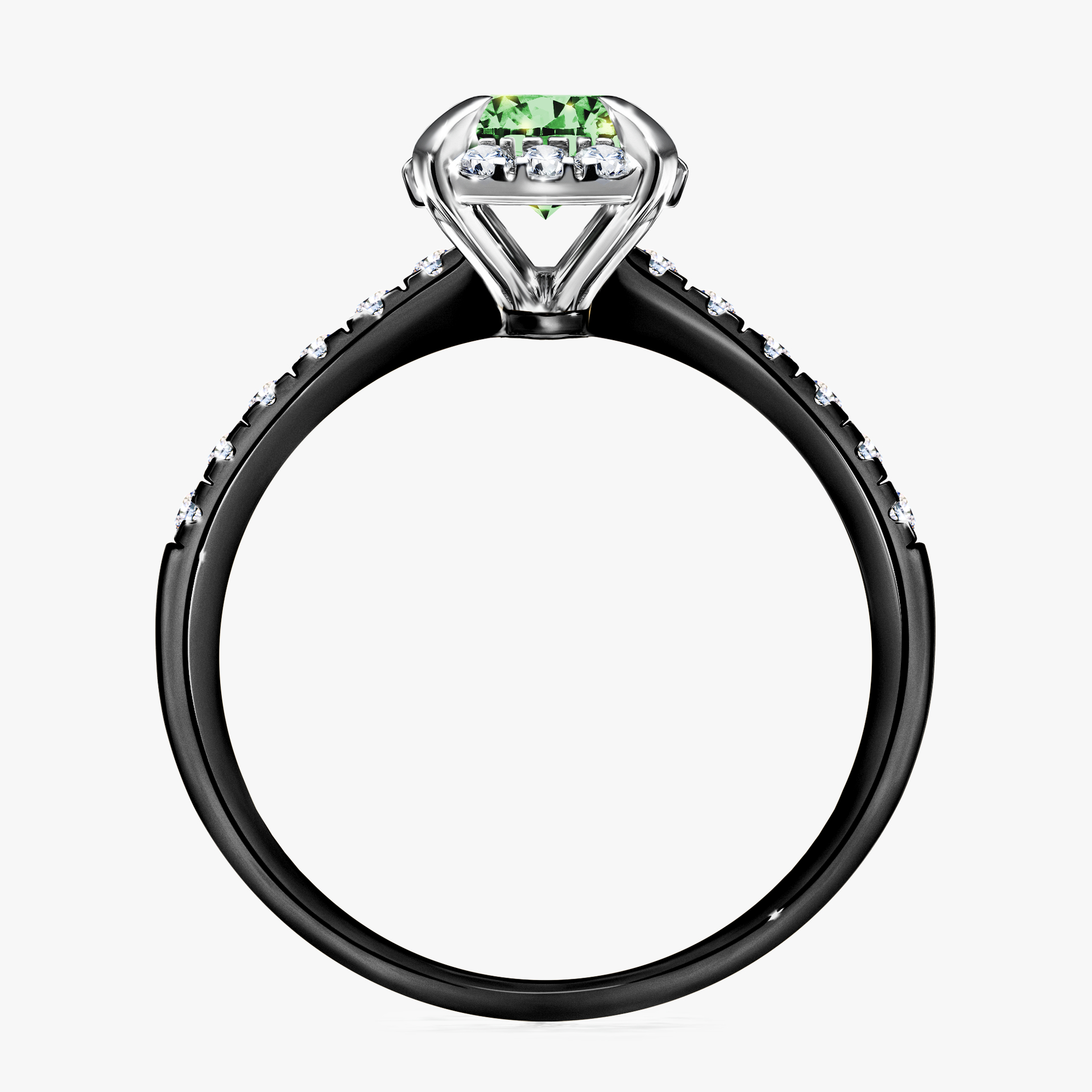 Pierścionek zaręczynowy My Princess z czarnego złota z ciemnym zielonym diamentem 1,18ct