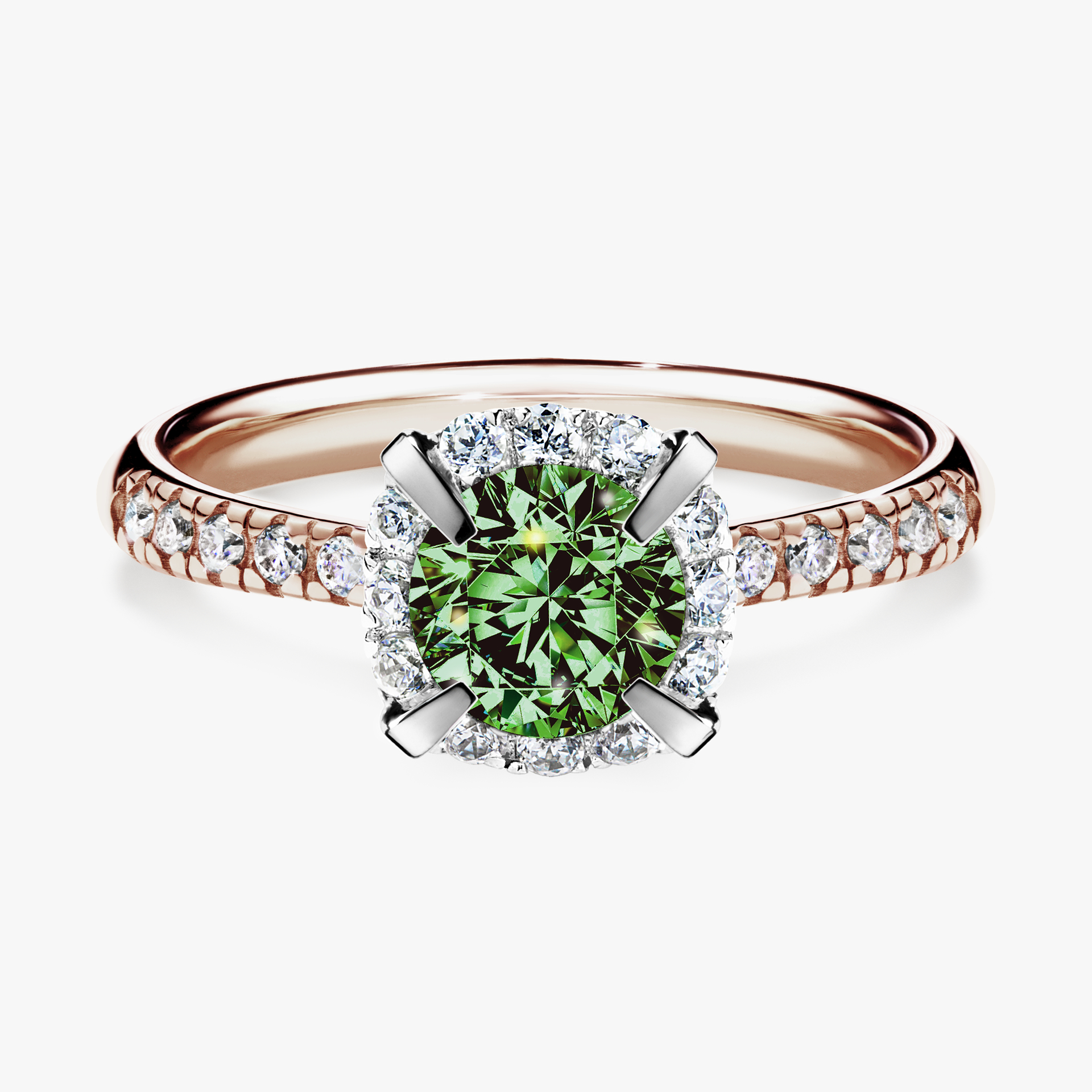 Pierścionek zaręczynowy My Princess z różowego złota z ciemnym zielonym diamentem 1,18ct