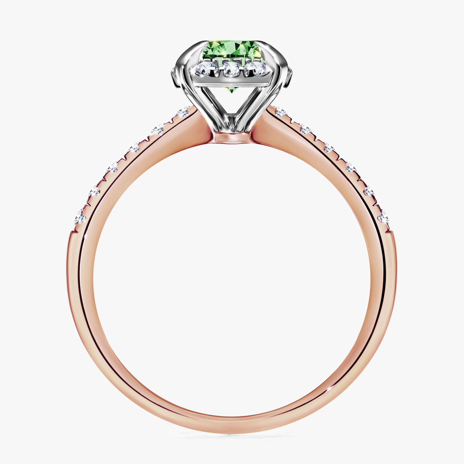 Pierścionek zaręczynowy My Princess z różowego złota z ciemnym zielonym diamentem 1,18ct
