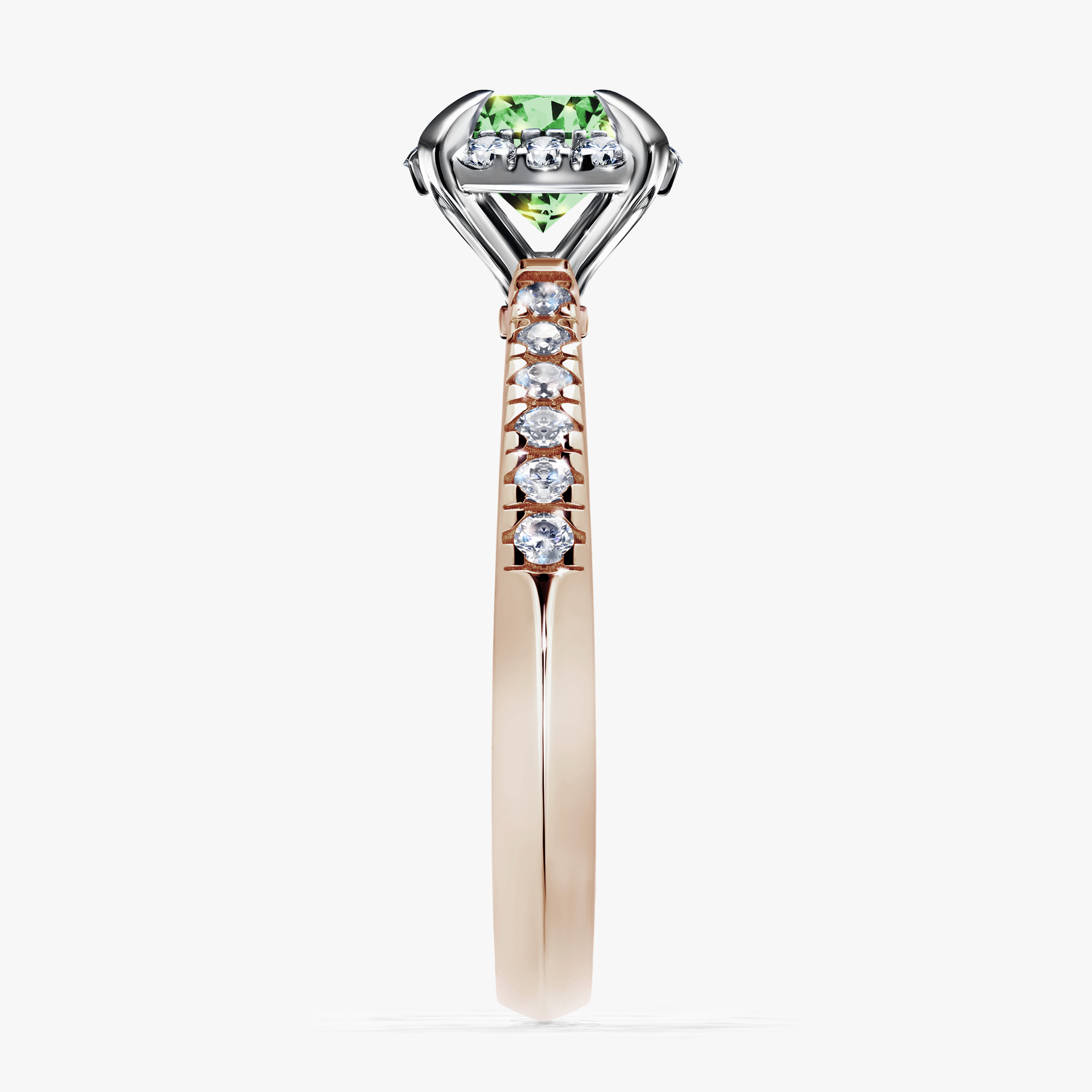 Pierścionek zaręczynowy My Princess z różowego złota z ciemnym zielonym diamentem 1,18ct