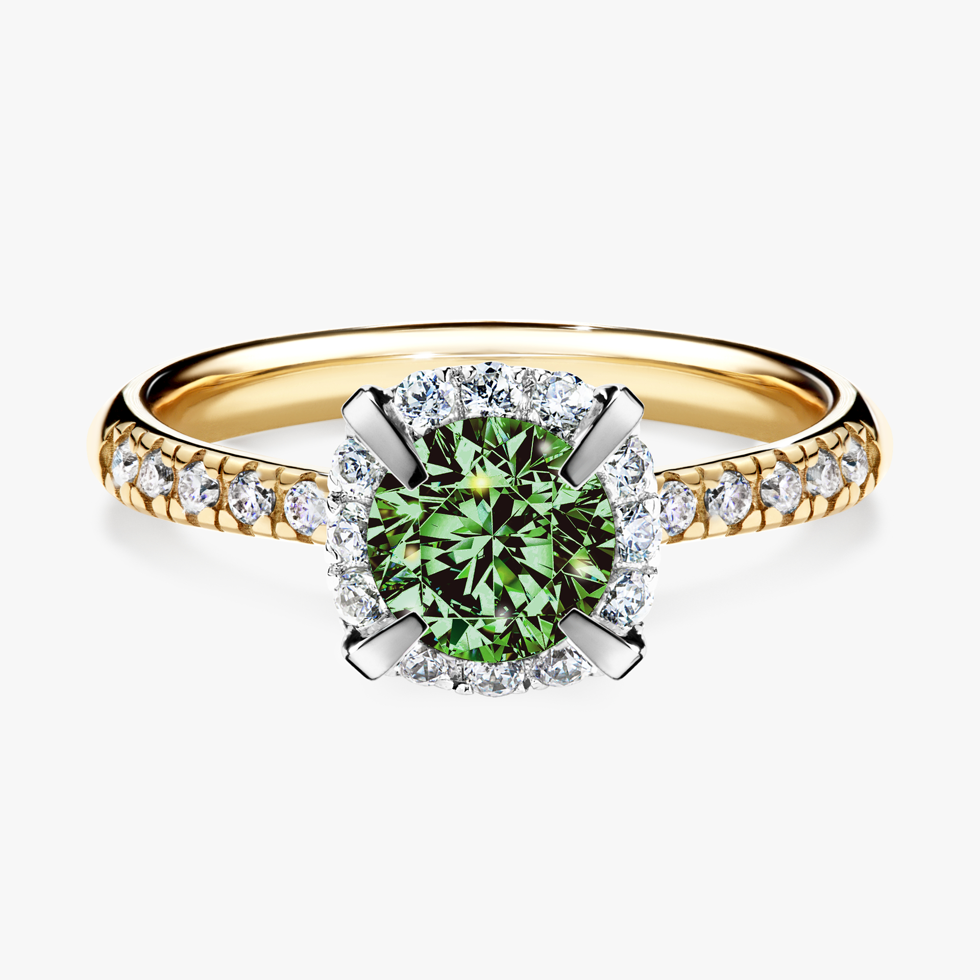 Pierścionek zaręczynowy My Princess z żółtego złota z ciemnym zielonym diamentem 1,18ct