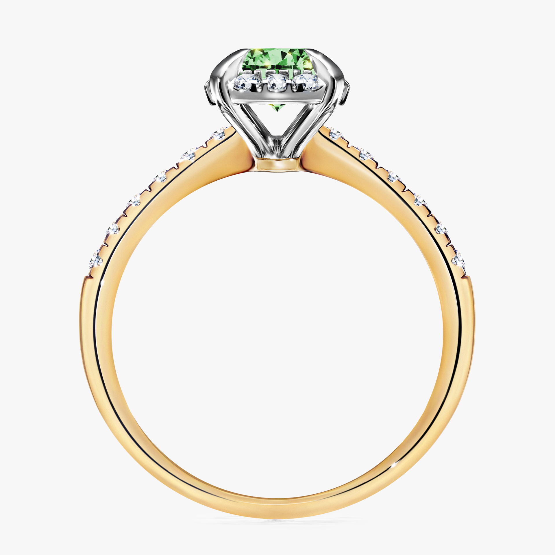 Pierścionek zaręczynowy My Princess z żółtego złota z ciemnym zielonym diamentem 1,18ct