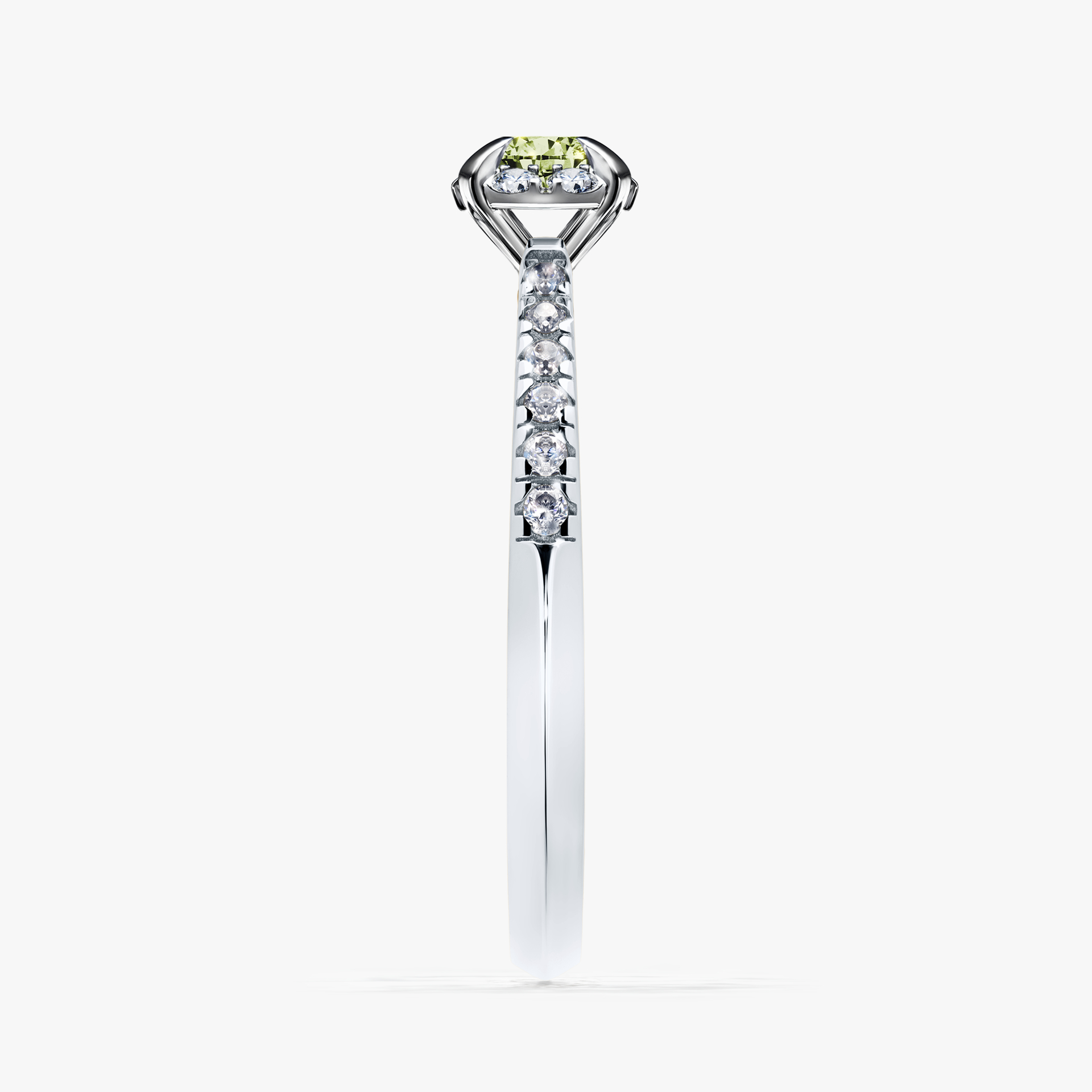 Pierścionek zaręczynowy My Princess z białego złota z jasnym zielonym diamentem 0,28ct