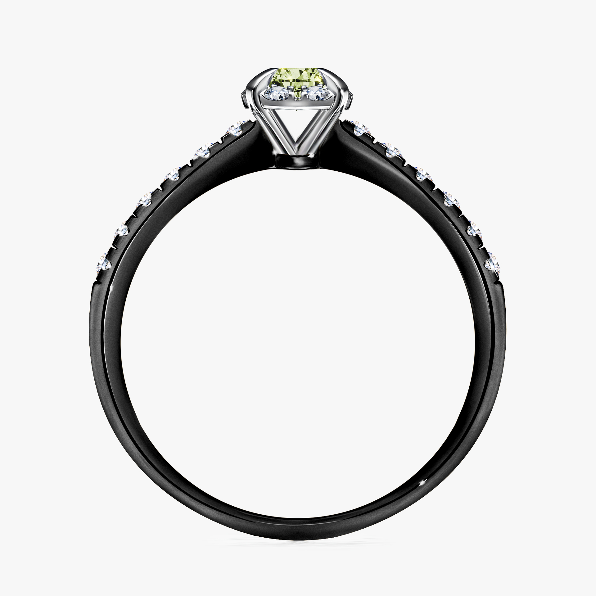 Pierścionek zaręczynowy My Princess z czarnego złota z jasnym zielonym diamentem 0,28ct