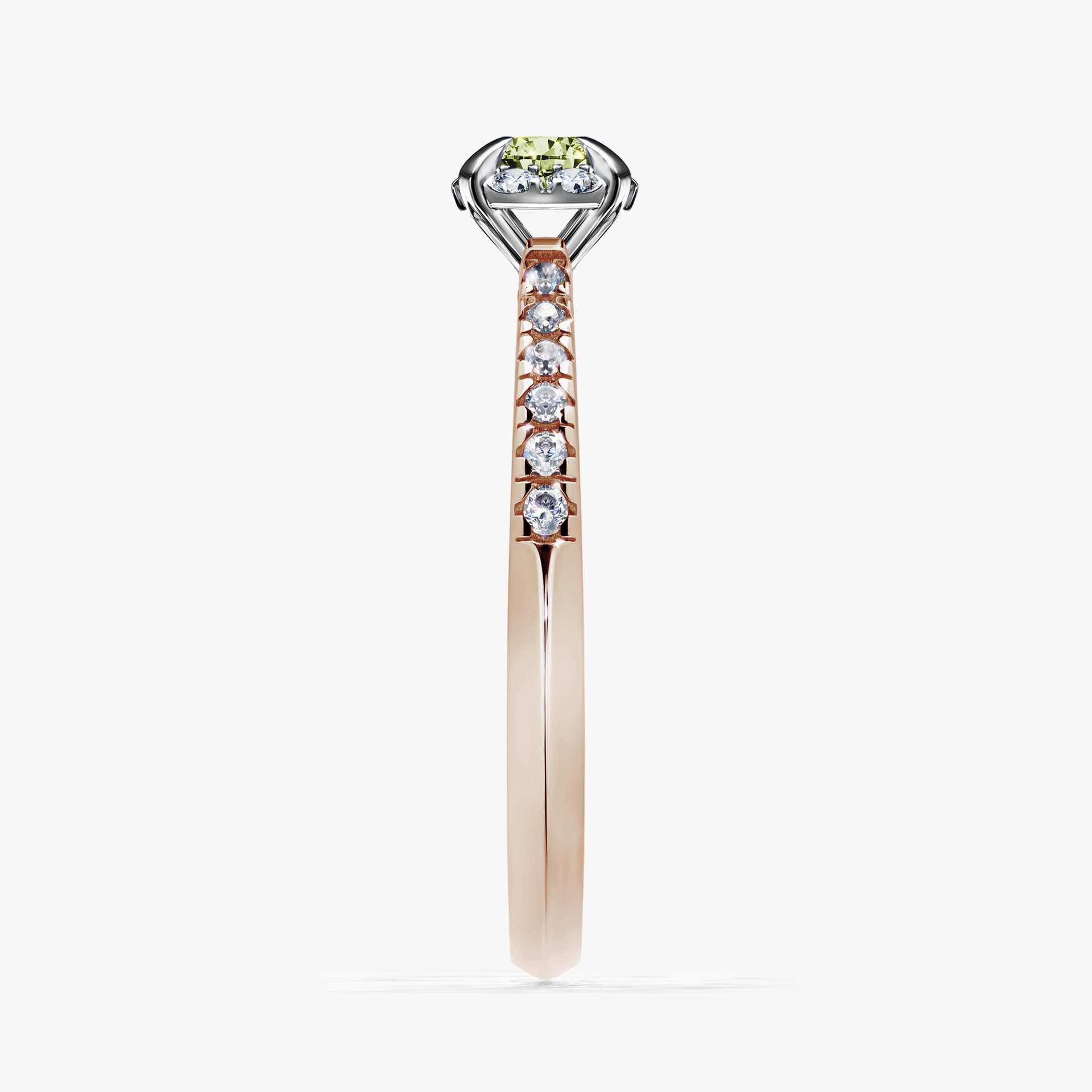 Pierścionek zaręczynowy My Princess z różowego złota z jasnym zielonym diamentem 0,28ct