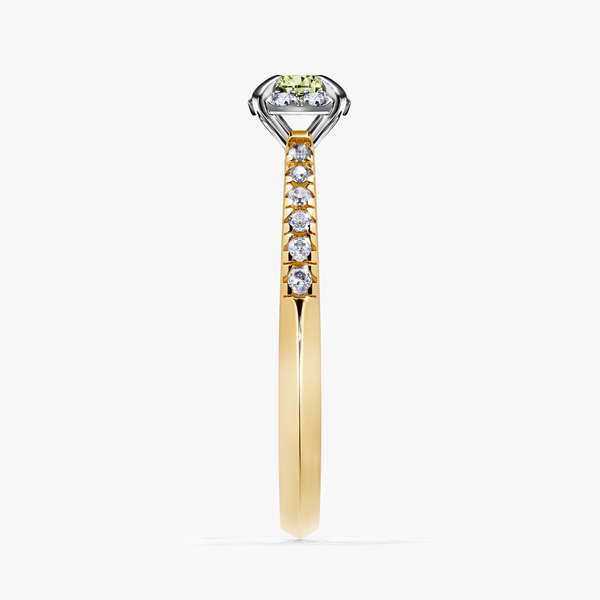 Pierścionek zaręczynowy My Princess z żółtego złota z jasnym zielonym diamentem 0,28ct