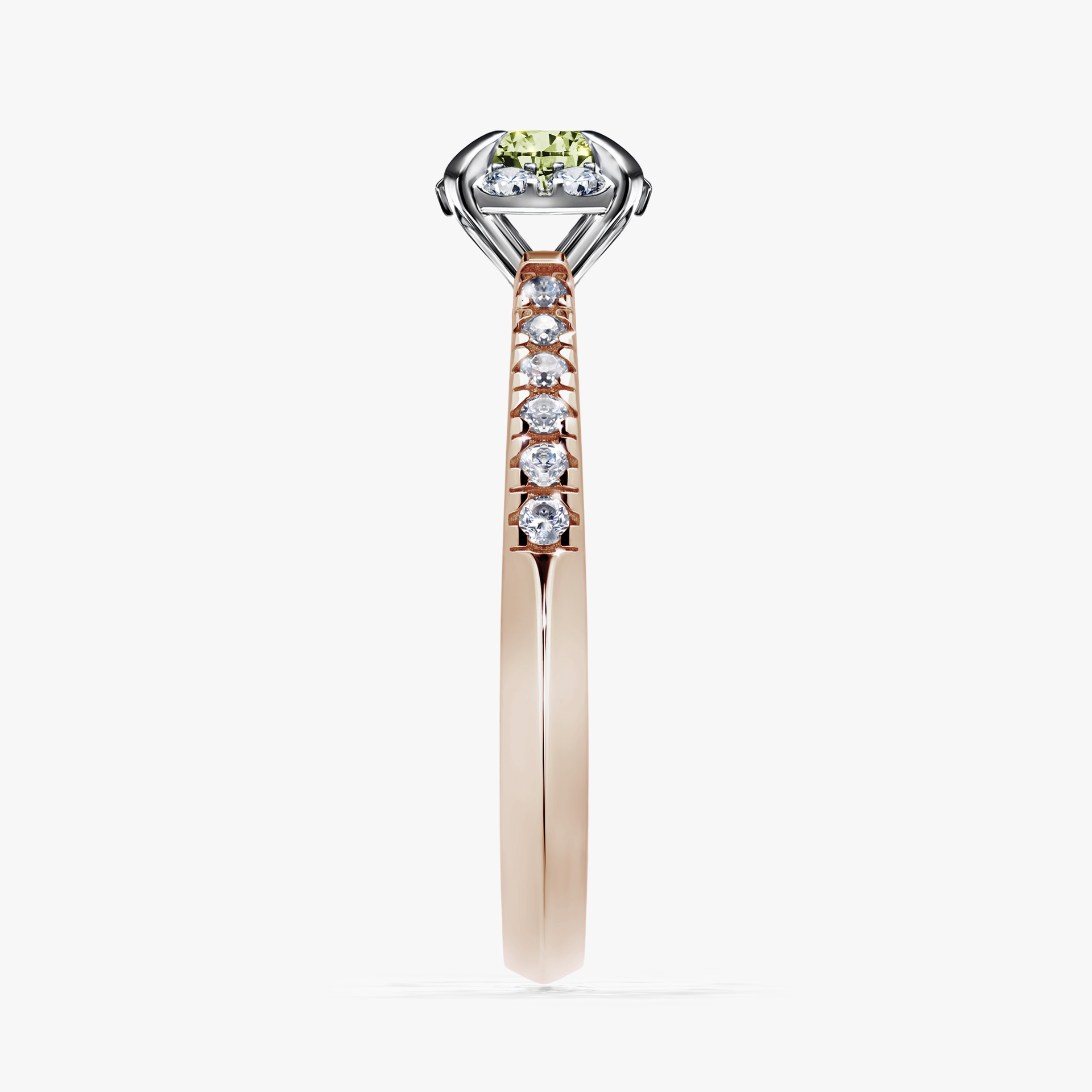Pierścionek zaręczynowy My Princess z różowego złota z jasnym zielonym diamentem 0,47ct