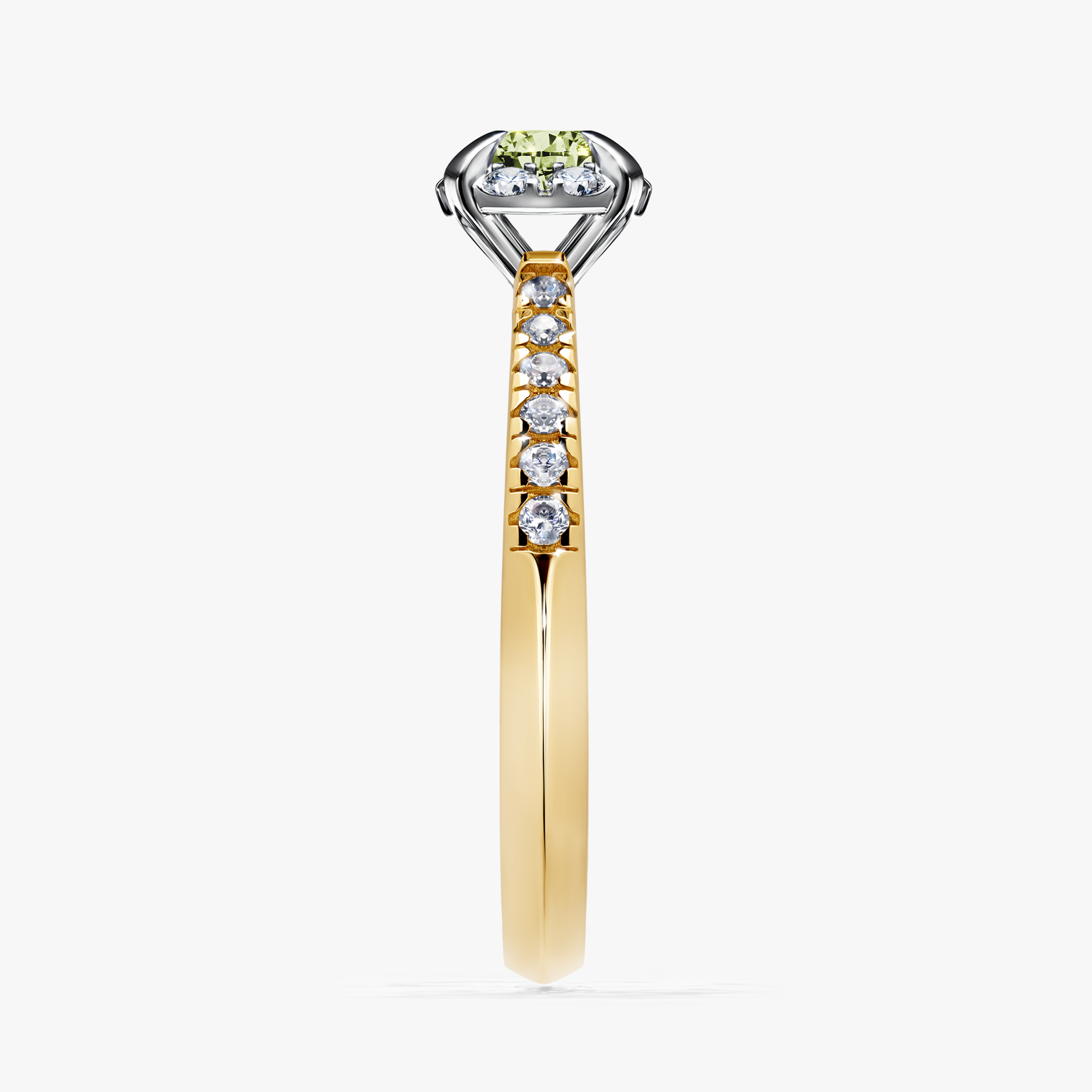 Pierścionek zaręczynowy My Princess z żółtego złota z jasnym zielonym diamentem 0,47ct