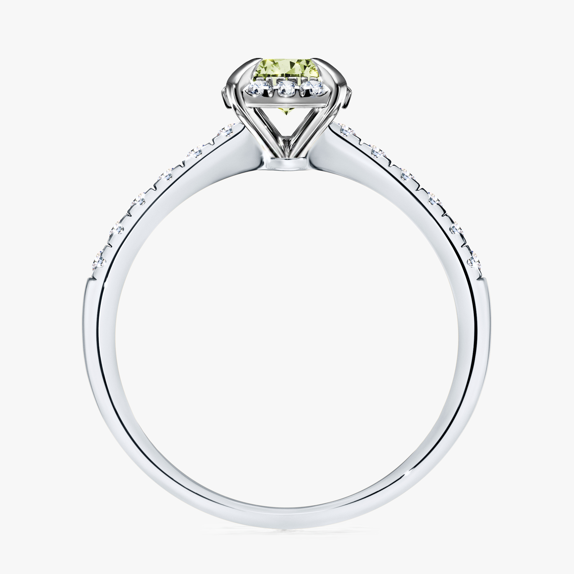 Pierścionek zaręczynowy My Princess z białego złota z jasnym zielonym diamentem 0,76ct