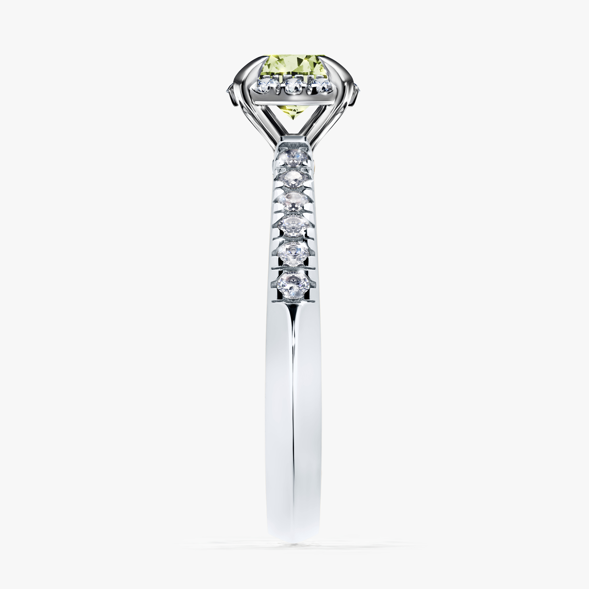 Pierścionek zaręczynowy My Princess z białego złota z jasnym zielonym diamentem 0,76ct