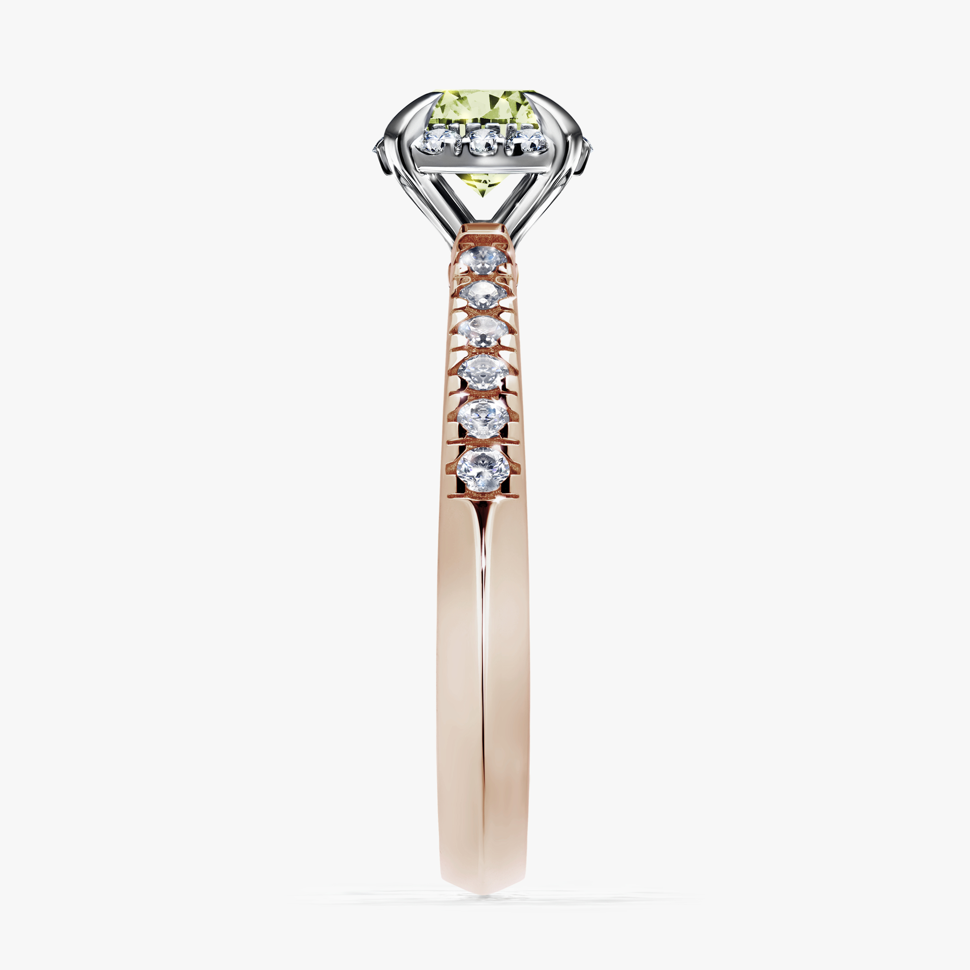 Pierścionek zaręczynowy My Princess z różowego złota z jasnym zielonym diamentem 0,76ct