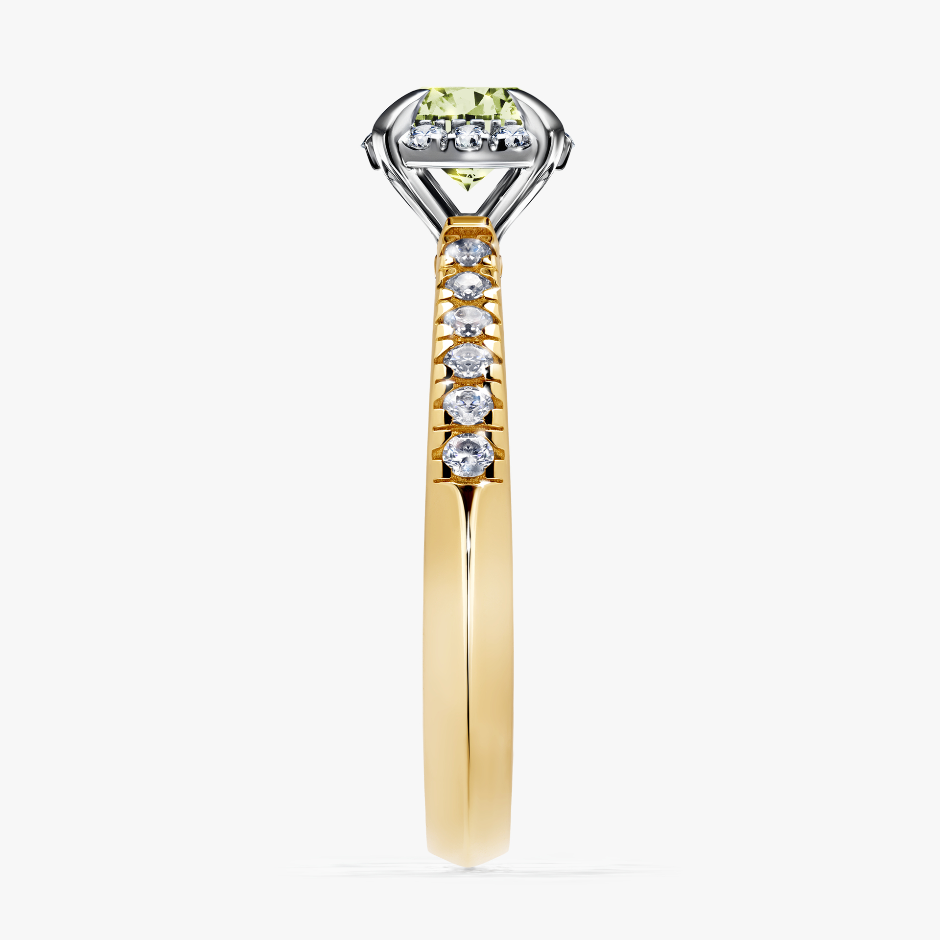 Pierścionek zaręczynowy My Princess z żółtego złota z jasnym zielonym diamentem 0,76ct