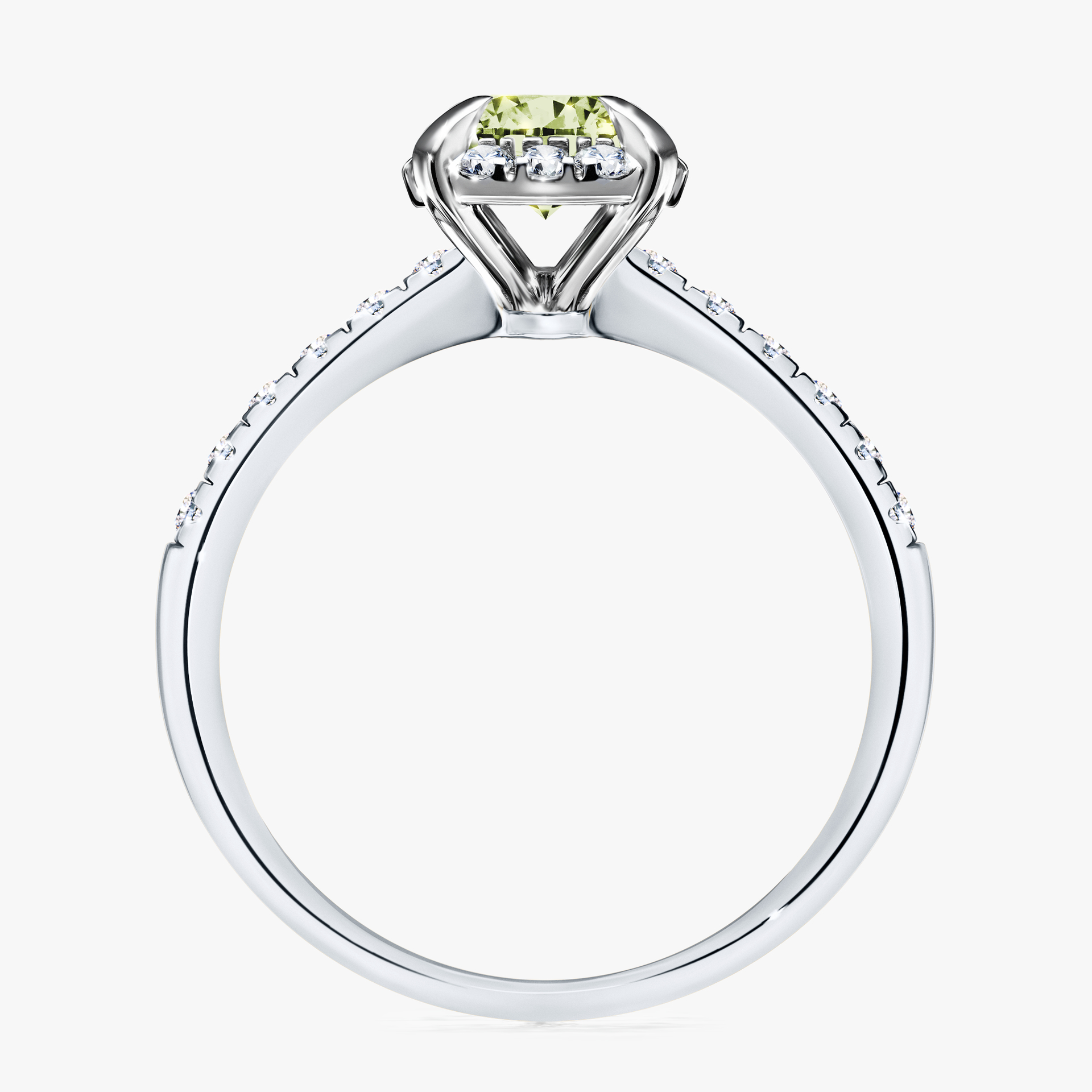 Pierścionek zaręczynowy My Princess z białego złota z jasnym zielonym diamentem 1,18ct