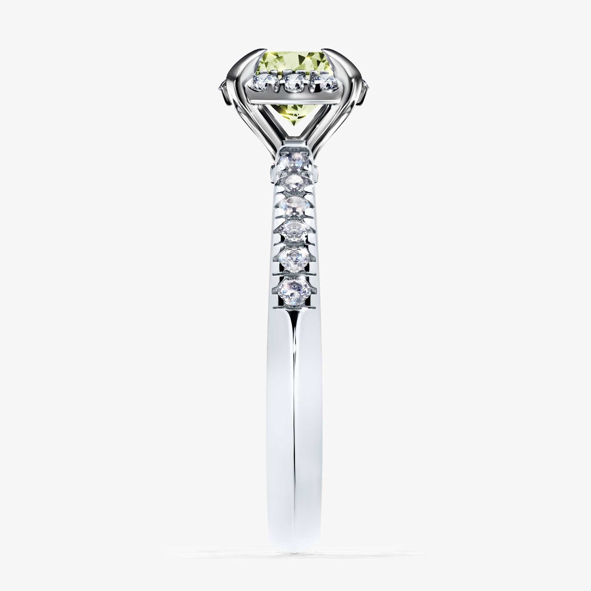 Pierścionek zaręczynowy My Princess z białego złota z jasnym zielonym diamentem 1,18ct