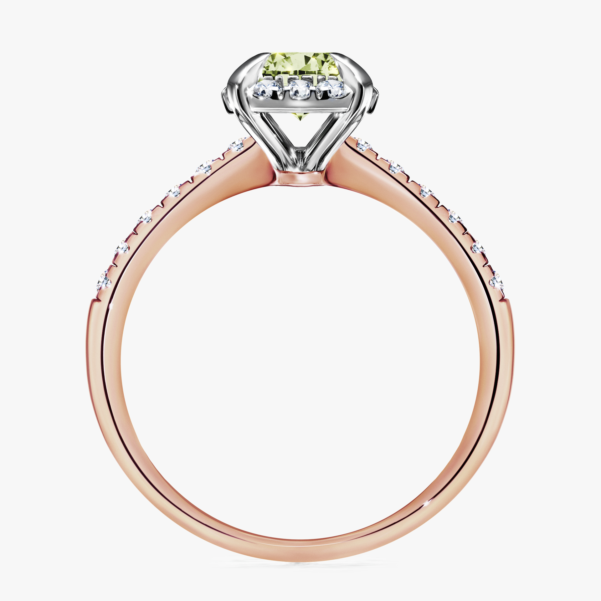 Pierścionek zaręczynowy My Princess z różowego złota z jasnym zielonym diamentem 1,18ct