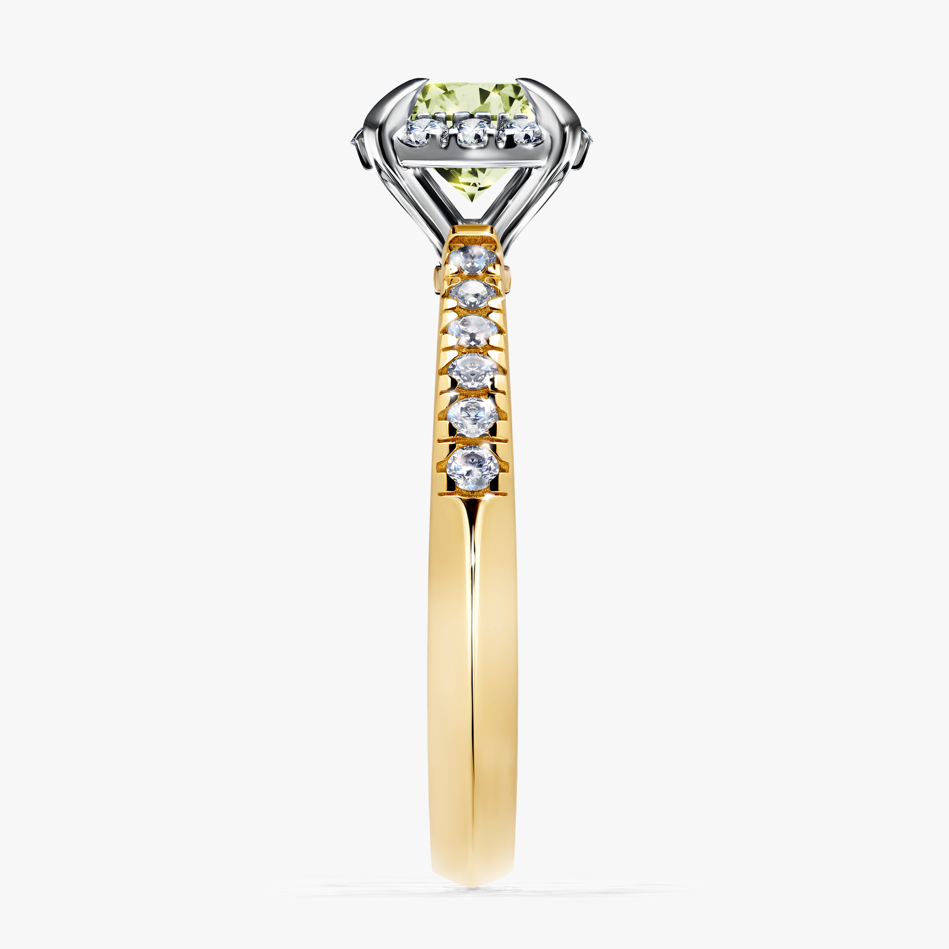 Pierścionek zaręczynowy My Princess z żółtego złota z jasnym zielonym diamentem 1,18ct