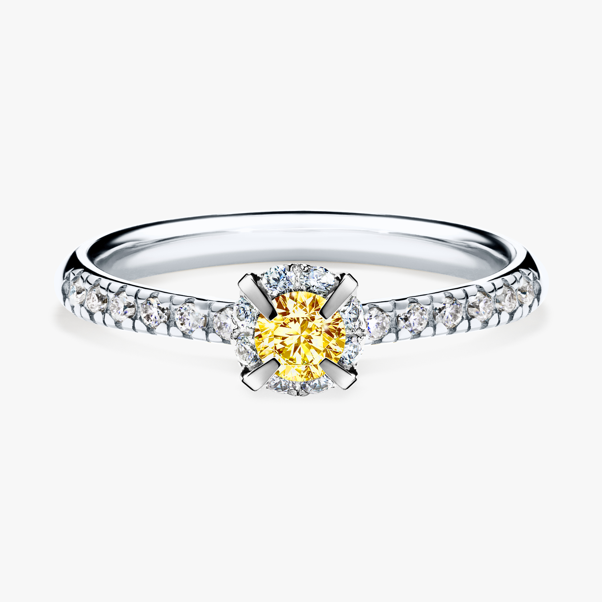 Pierścionek zaręczynowy My Princess z białego złota z żółtym diamentem 0,28ct