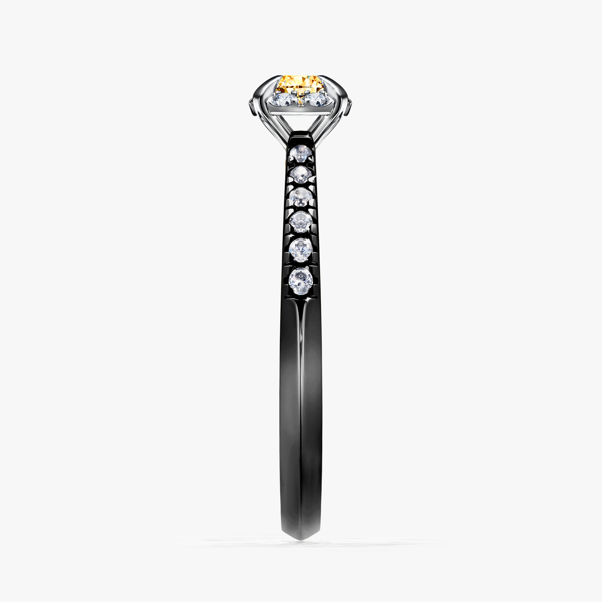 Pierścionek zaręczynowy My Princess z czarnego złota z żółtym diamentem 0,28ct