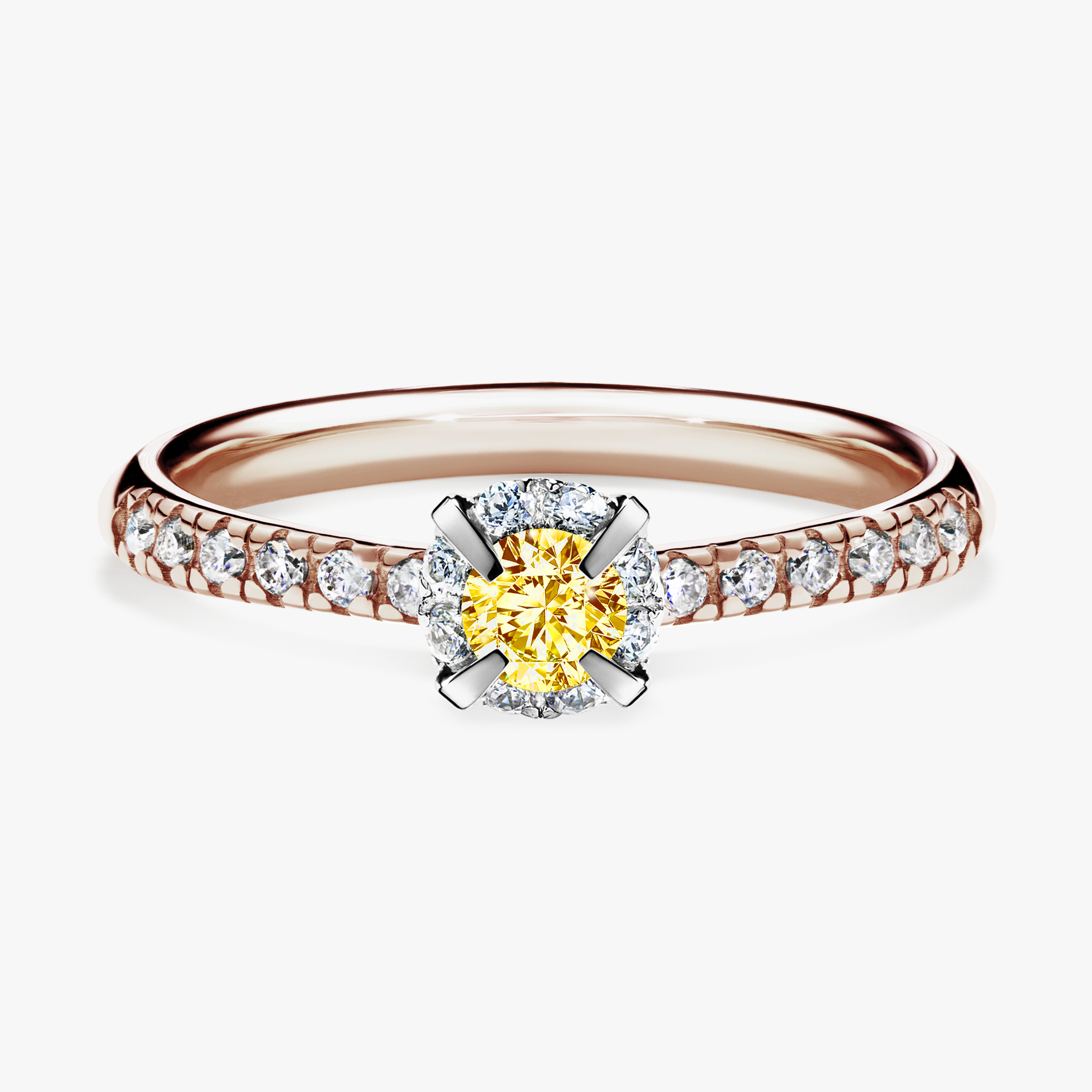 Pierścionek zaręczynowy My Princess z różowego złota z żółtym diamentem 0,28ct
