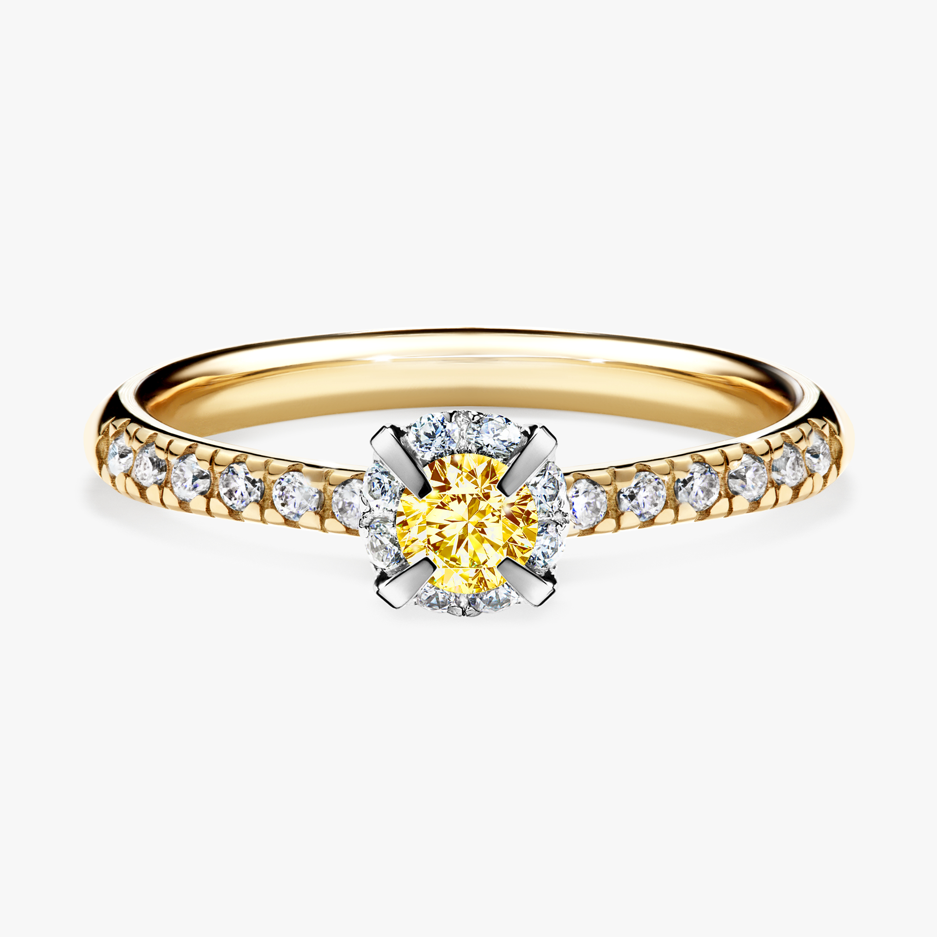 Pierścionek zaręczynowy My Princess z żółtego złota z żółtym diamentem 0,28ct
