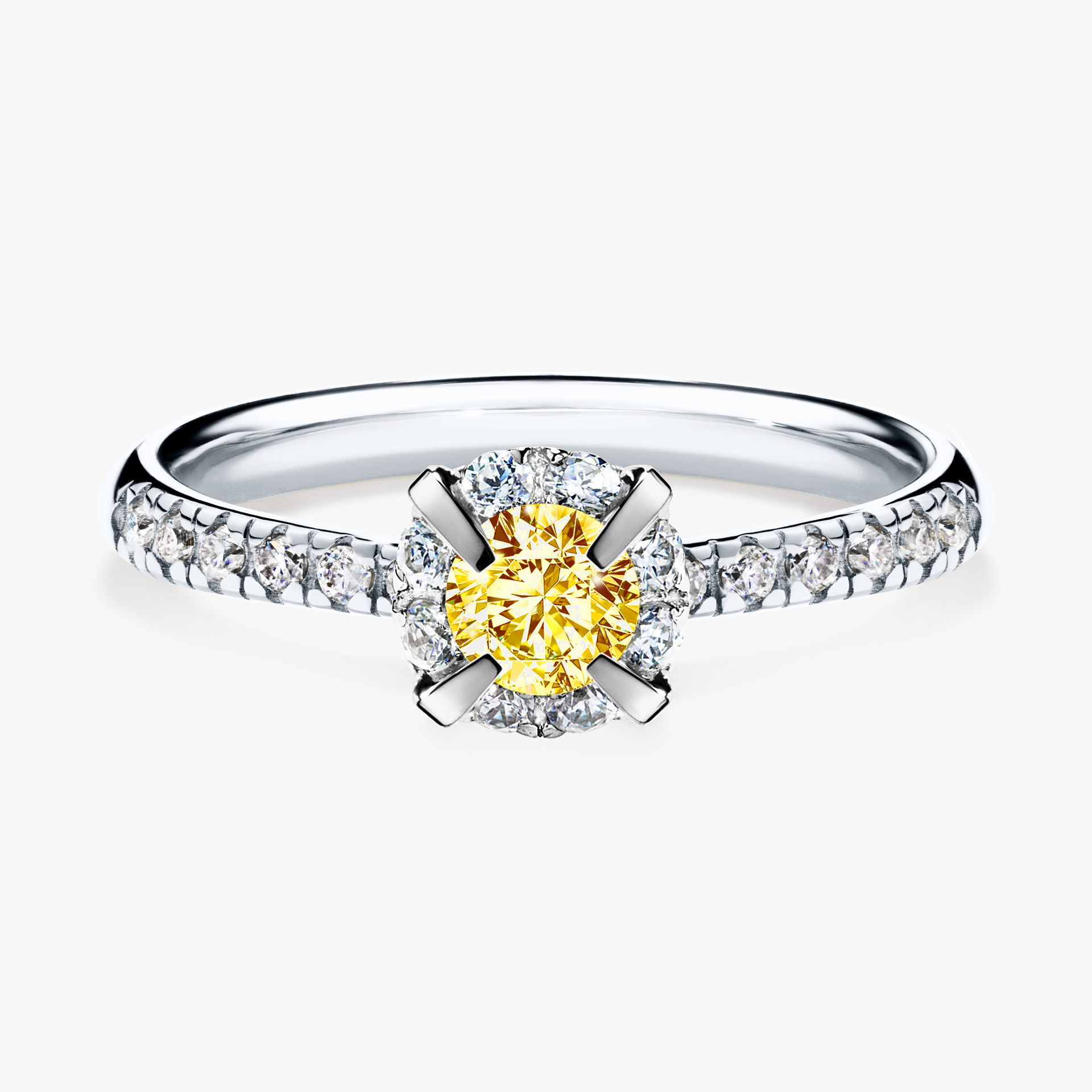 Pierścionek zaręczynowy My Princess z białego złota z żółtym diamentem 0,47ct