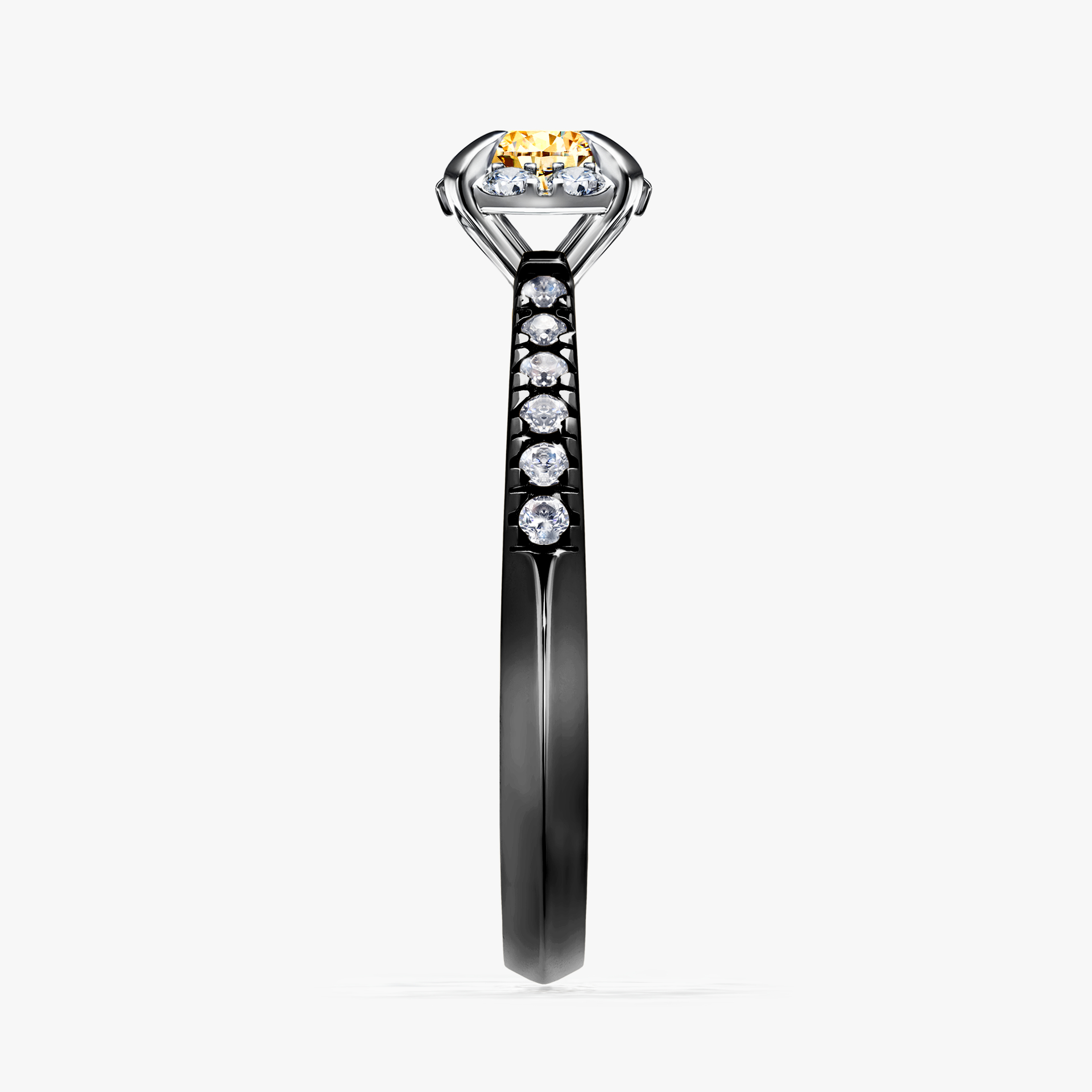 Pierścionek zaręczynowy My Princess z czarnego złota z żółtym diamentem 0,47ct
