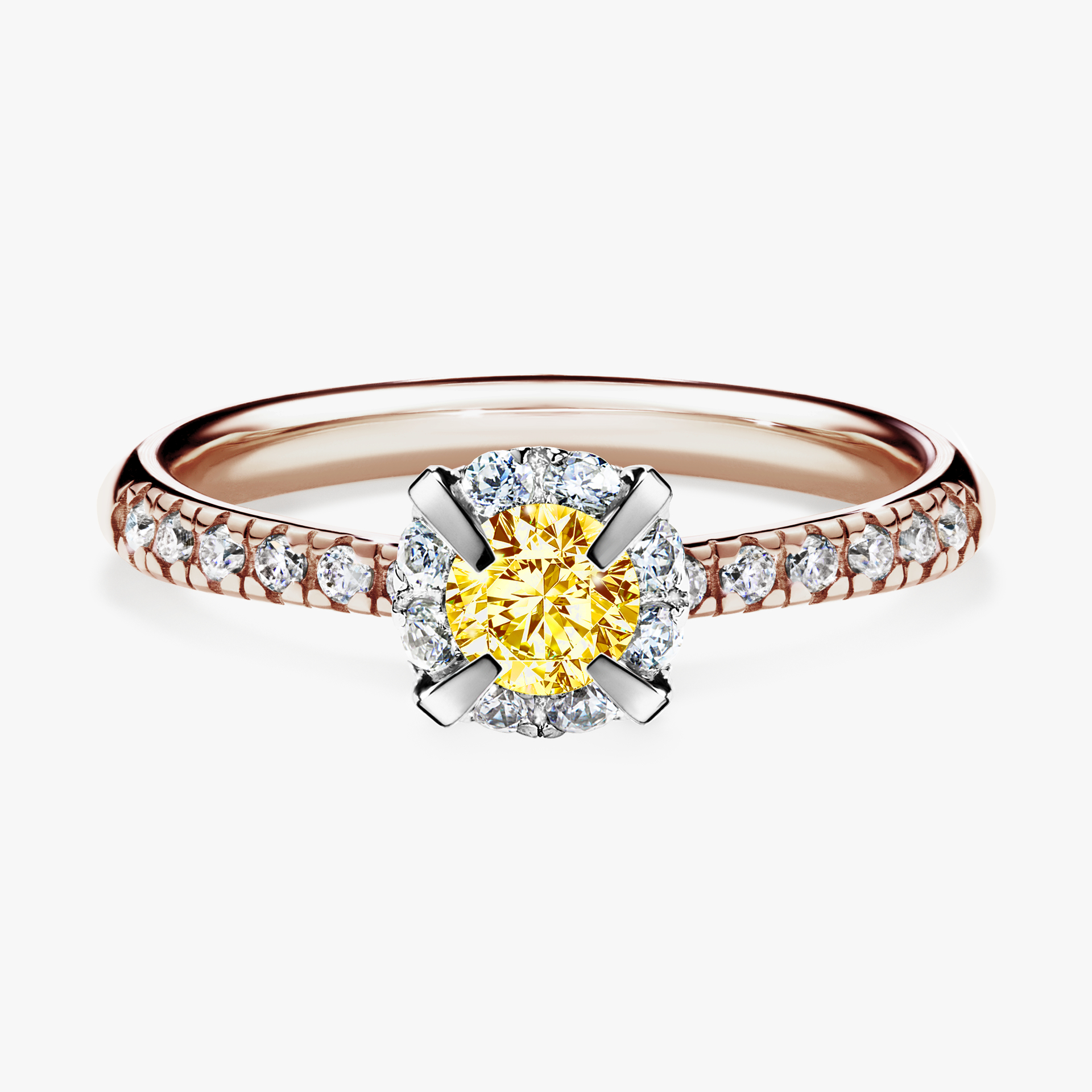 Pierścionek zaręczynowy My Princess z różowego złota z żółtym diamentem 0,47ct