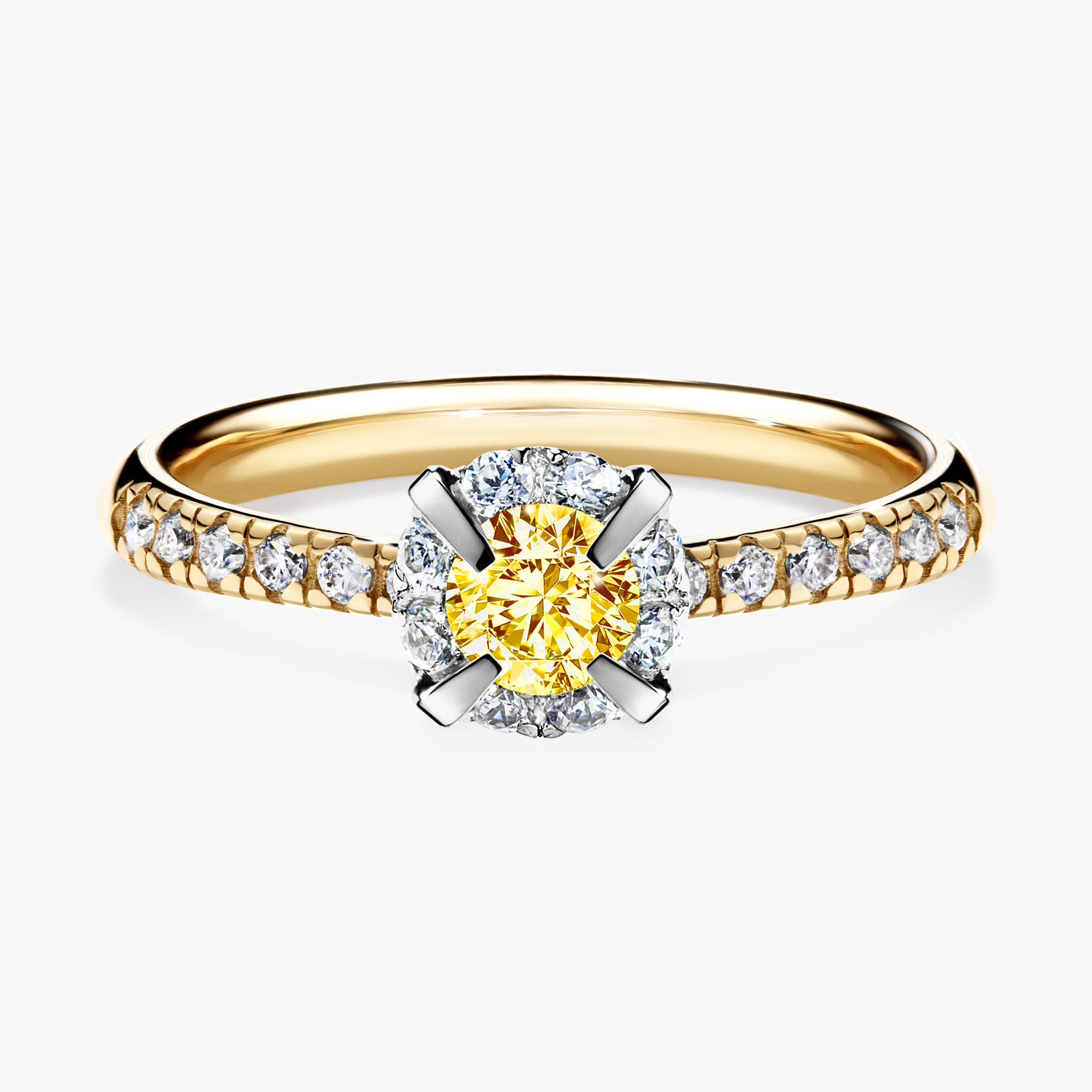 Pierścionek zaręczynowy My Princess z żółtego złota z żółtym diamentem 0,47ct