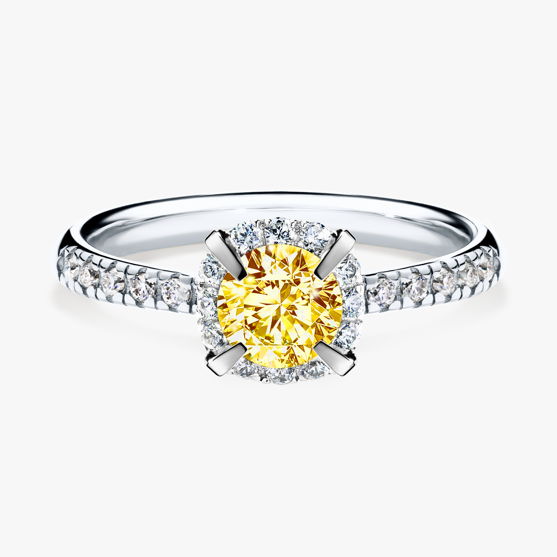 Pierścionek zaręczynowy My Princess z białego złota z żółtym diamentem 0,76ct
