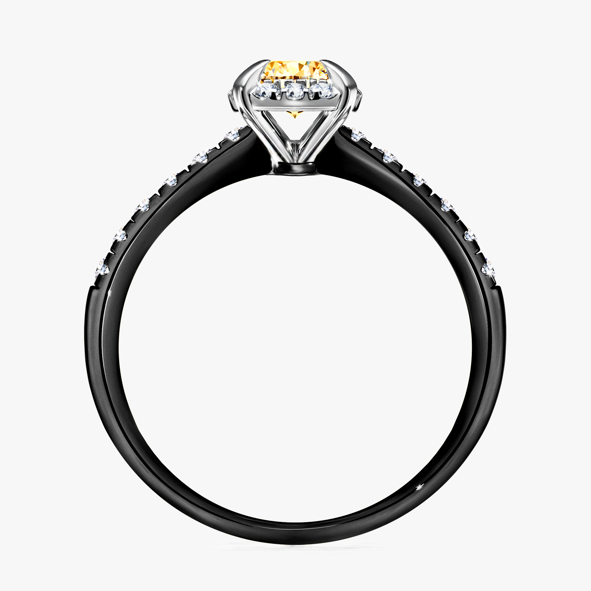Pierścionek zaręczynowy My Princess z czarnego złota z żółtym diamentem 0,76ct