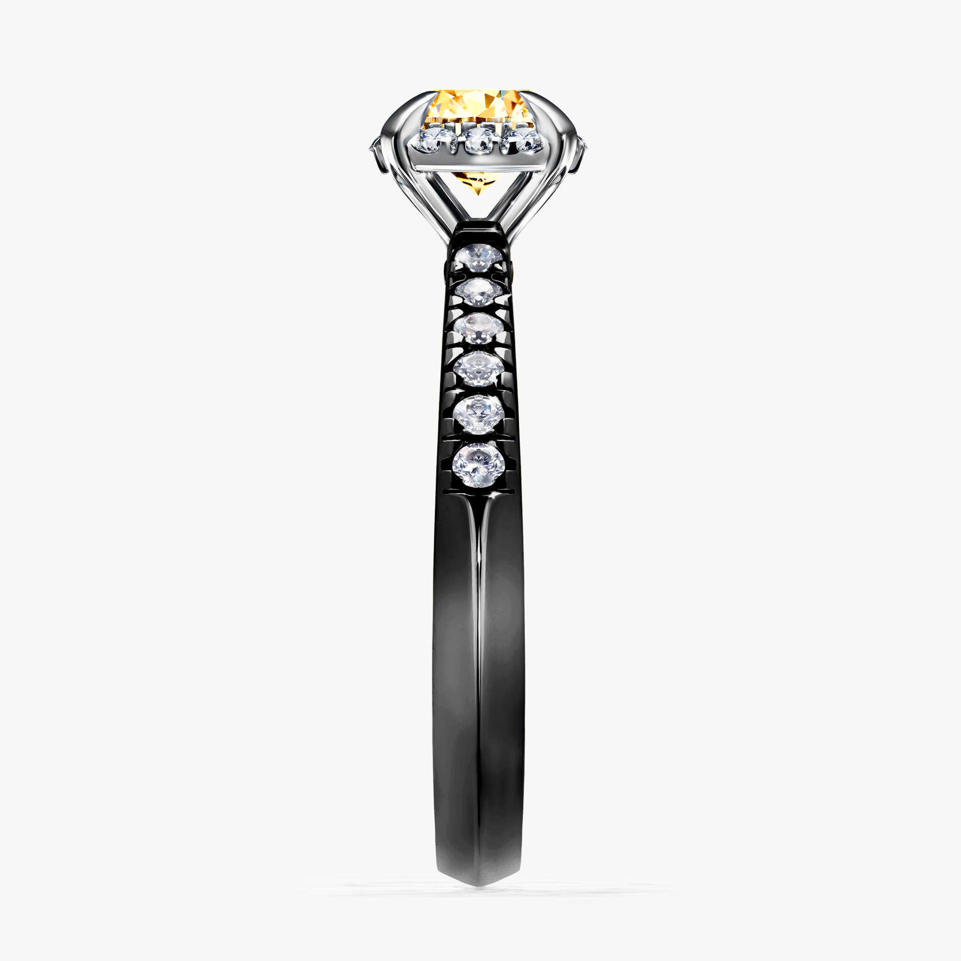 Pierścionek zaręczynowy My Princess z czarnego złota z żółtym diamentem 0,76ct