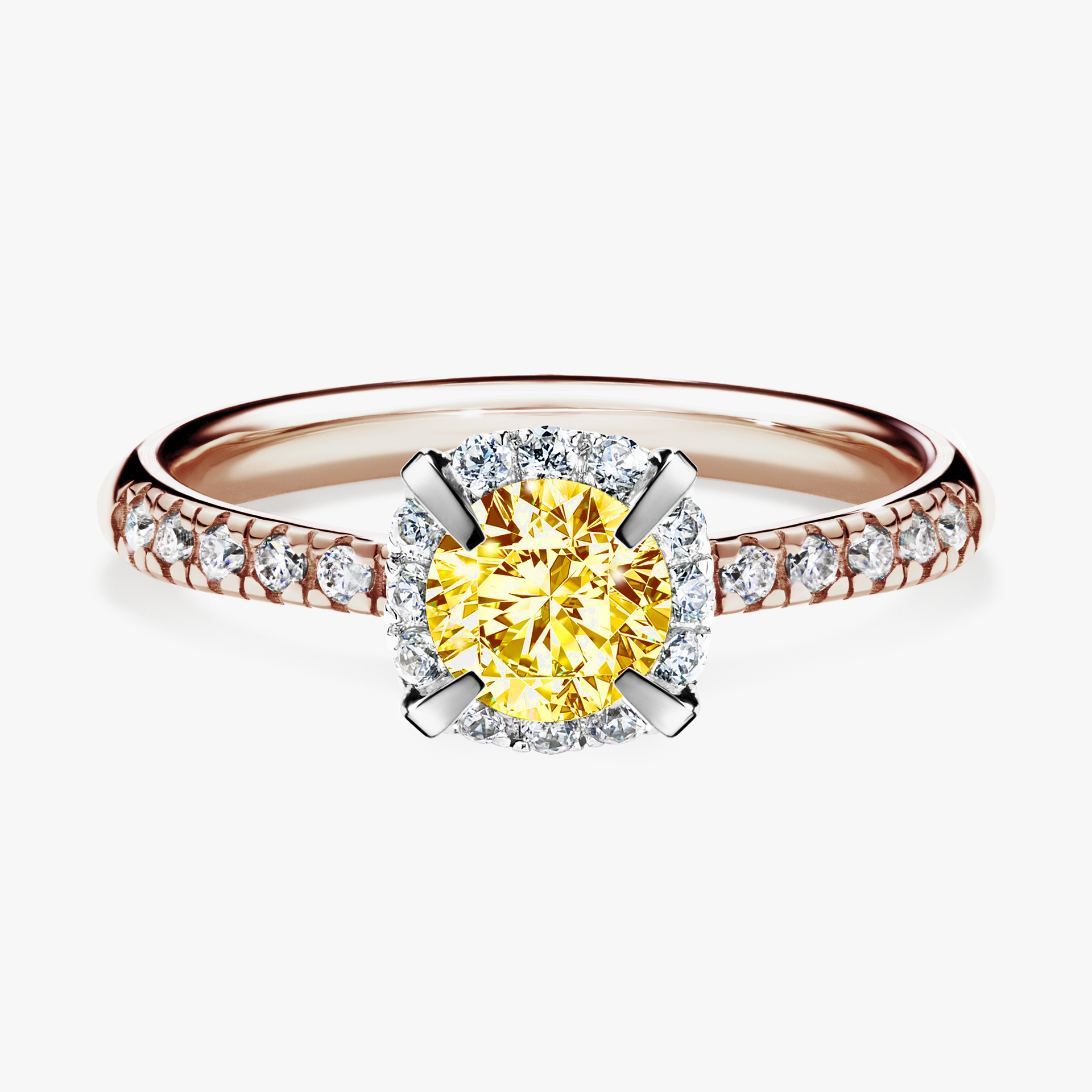 Pierścionek zaręczynowy My Princess z różowego złota z żółtym diamentem 0,76ct