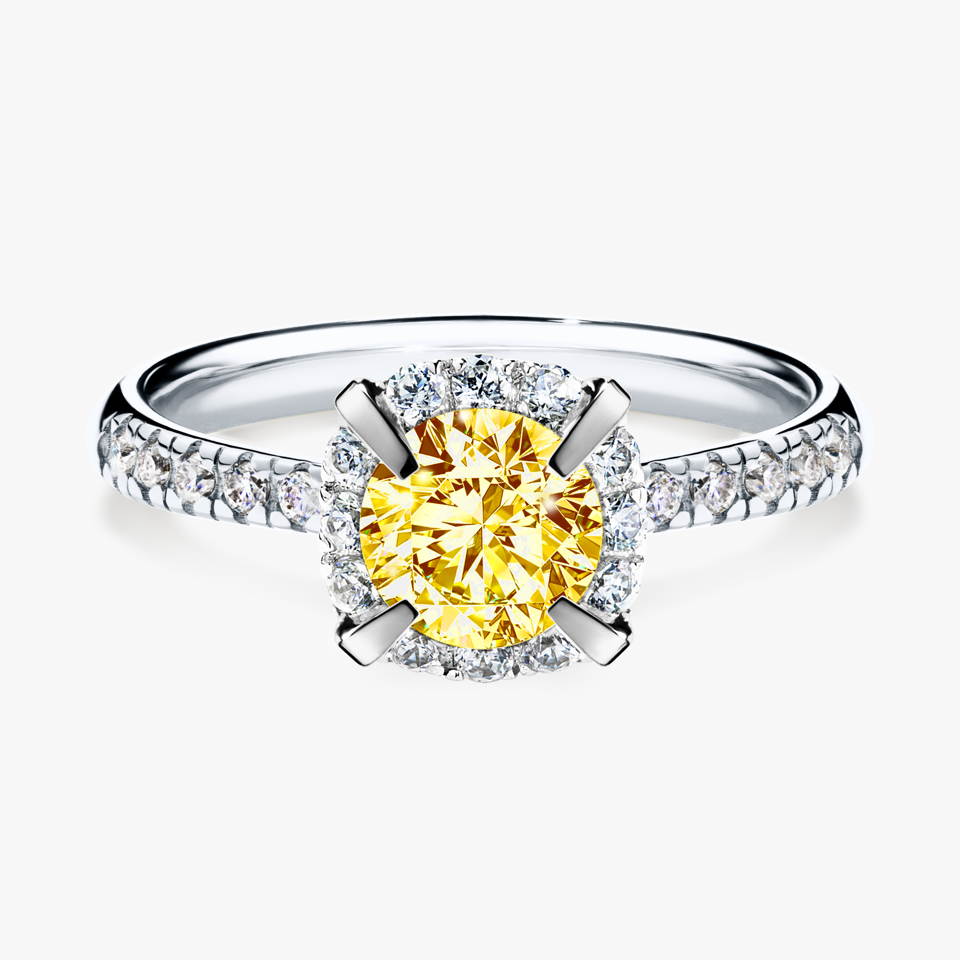 Pierścionek zaręczynowy My Princess z białego złota z żółtym diamentem 1,18ct