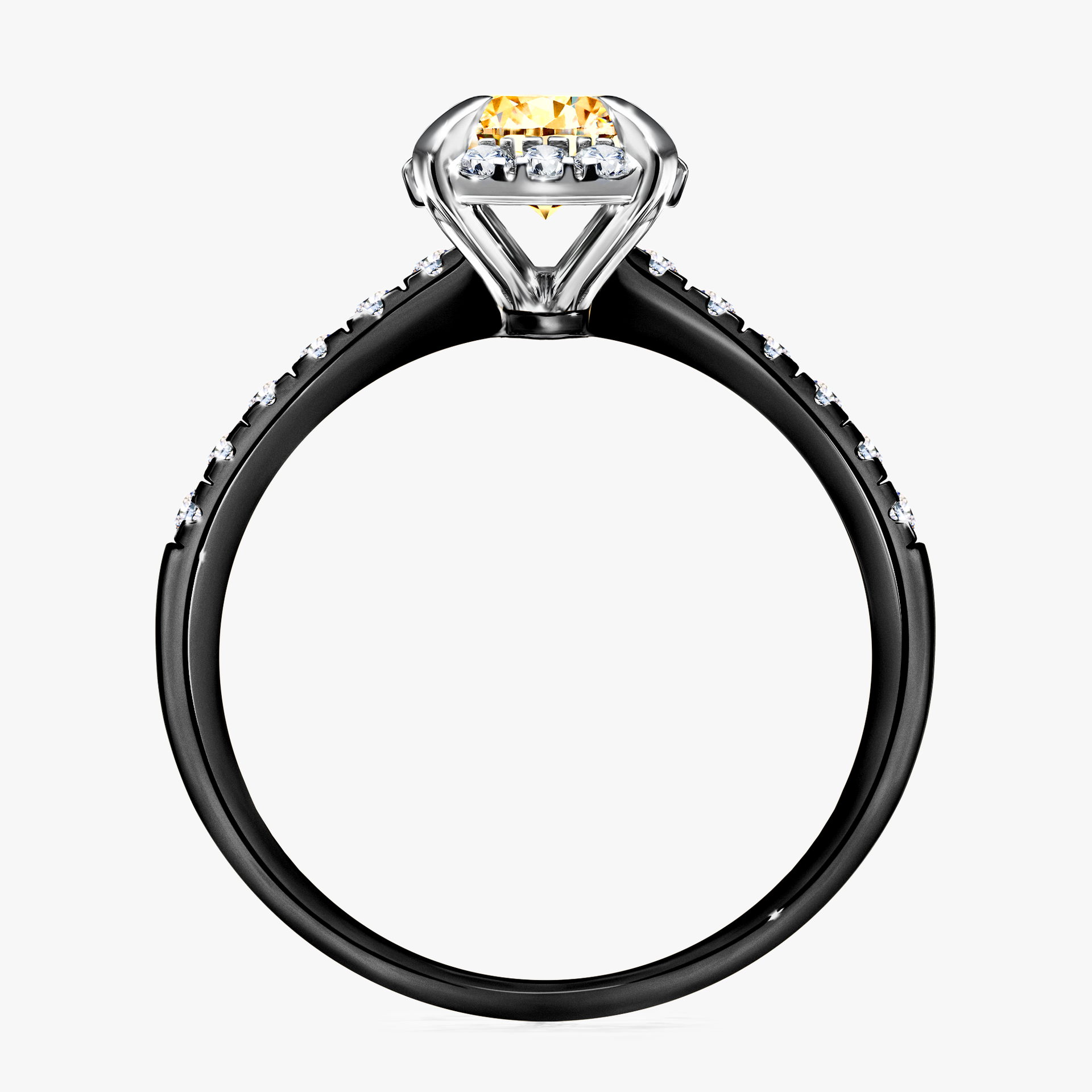 Pierścionek zaręczynowy My Princess z czarnego złota z żółtym diamentem 1,18ct