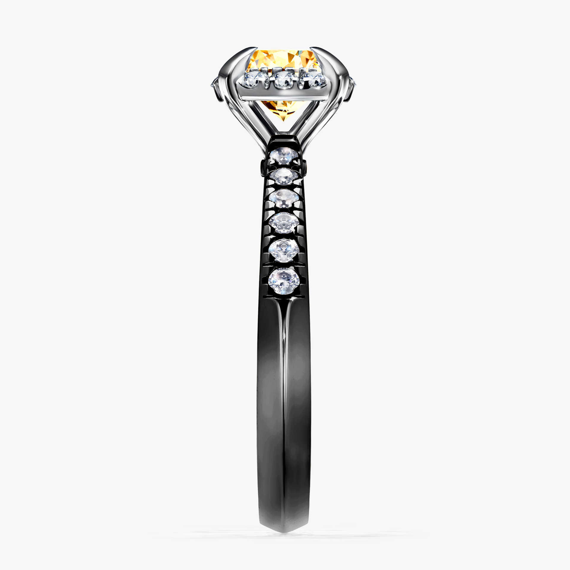 Pierścionek zaręczynowy My Princess z czarnego złota z żółtym diamentem 1,18ct