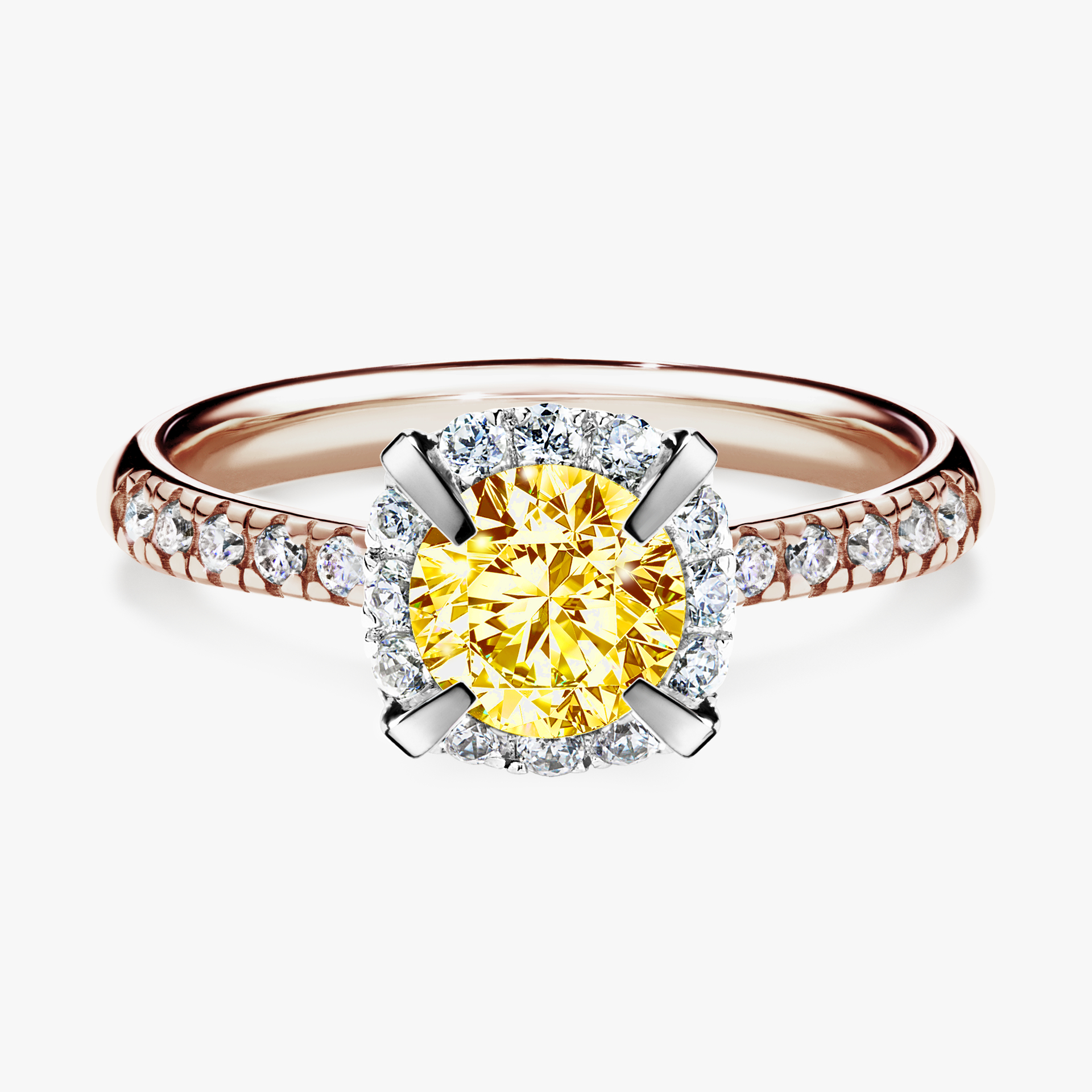 Pierścionek zaręczynowy My Princess z różowego złota z żółtym diamentem 1,18ct