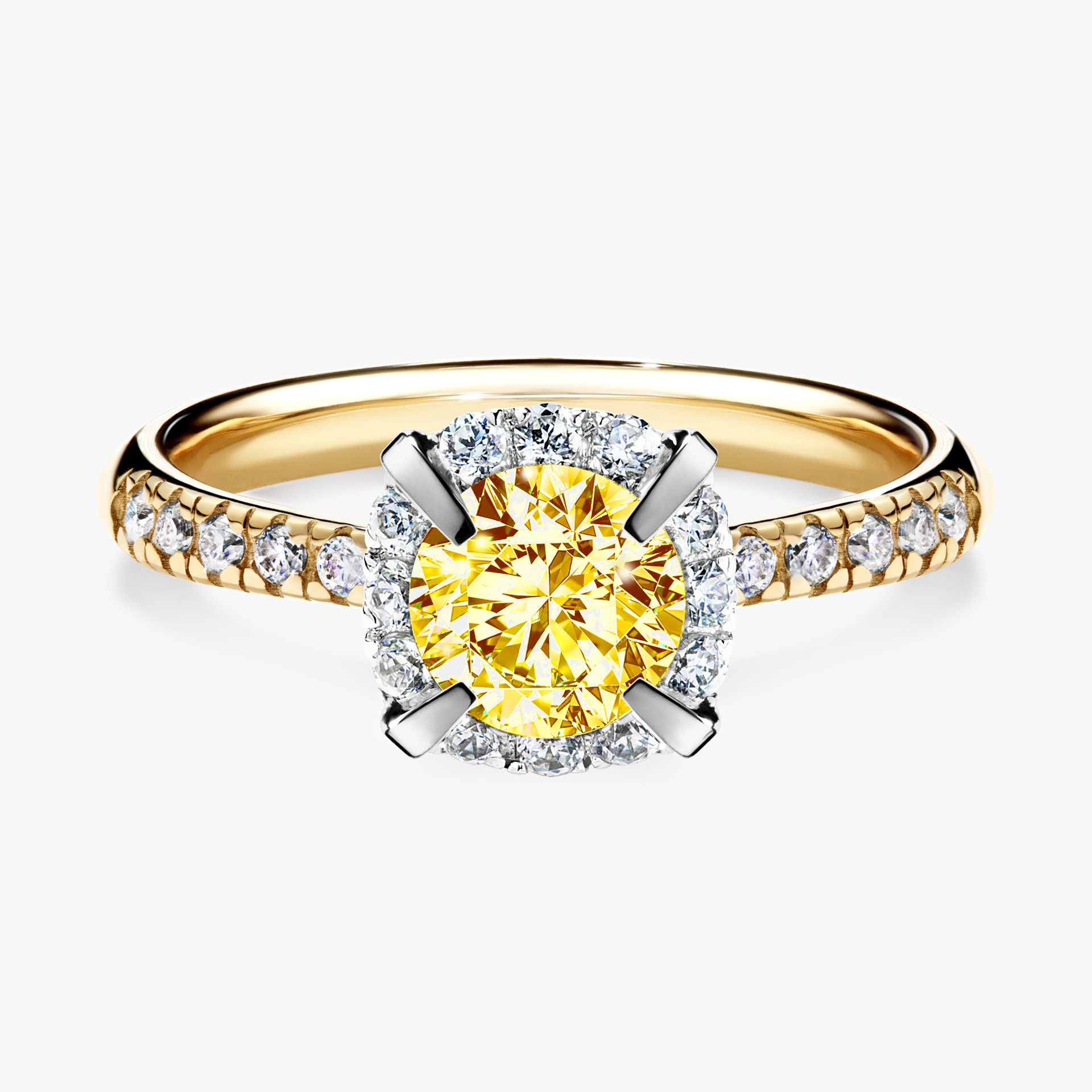 Pierścionek zaręczynowy My Princess z żółtego złota z żółtym diamentem 1,18ct