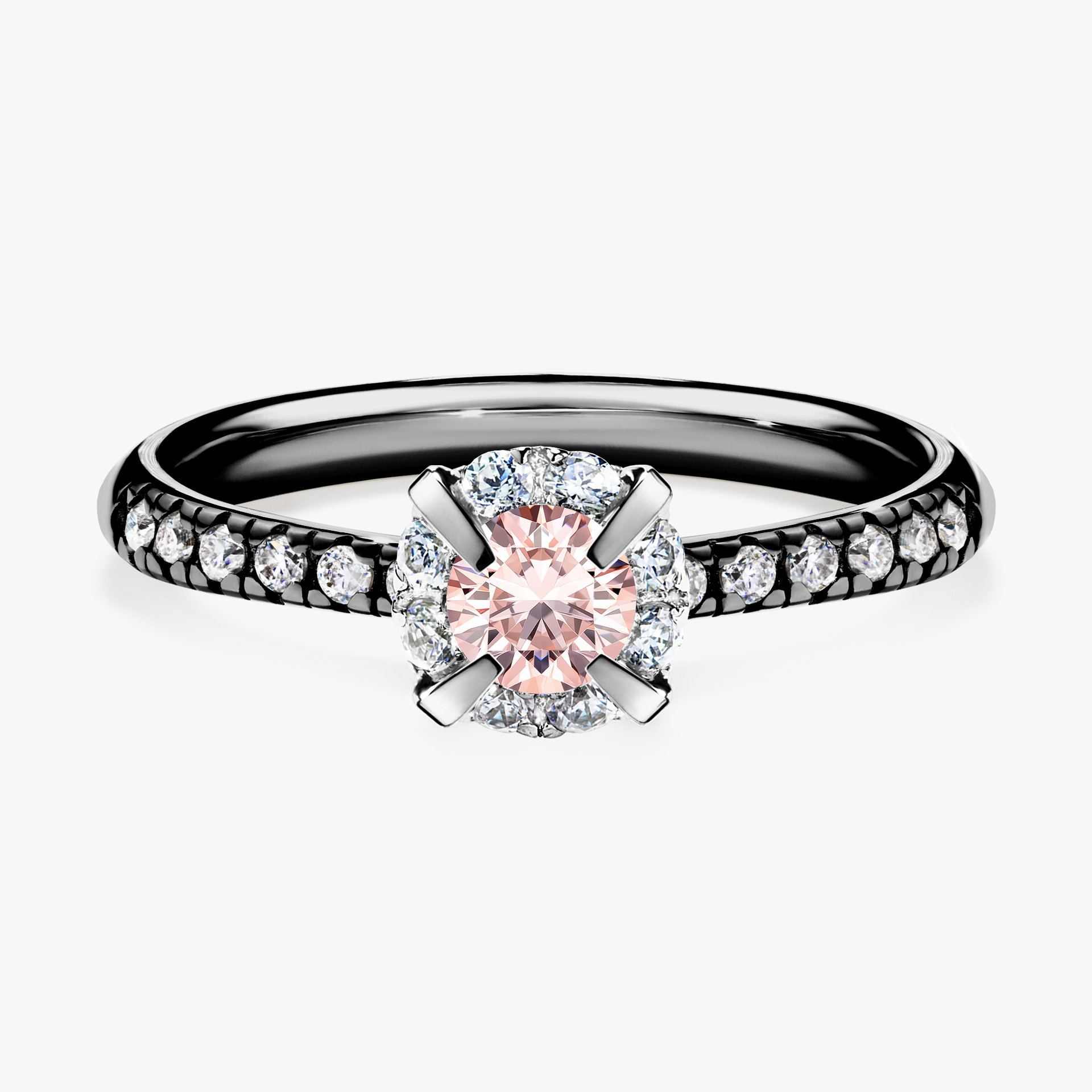 Pierścionek zaręczynowy My Princess z czarnego złota z morganitem 0,47ct